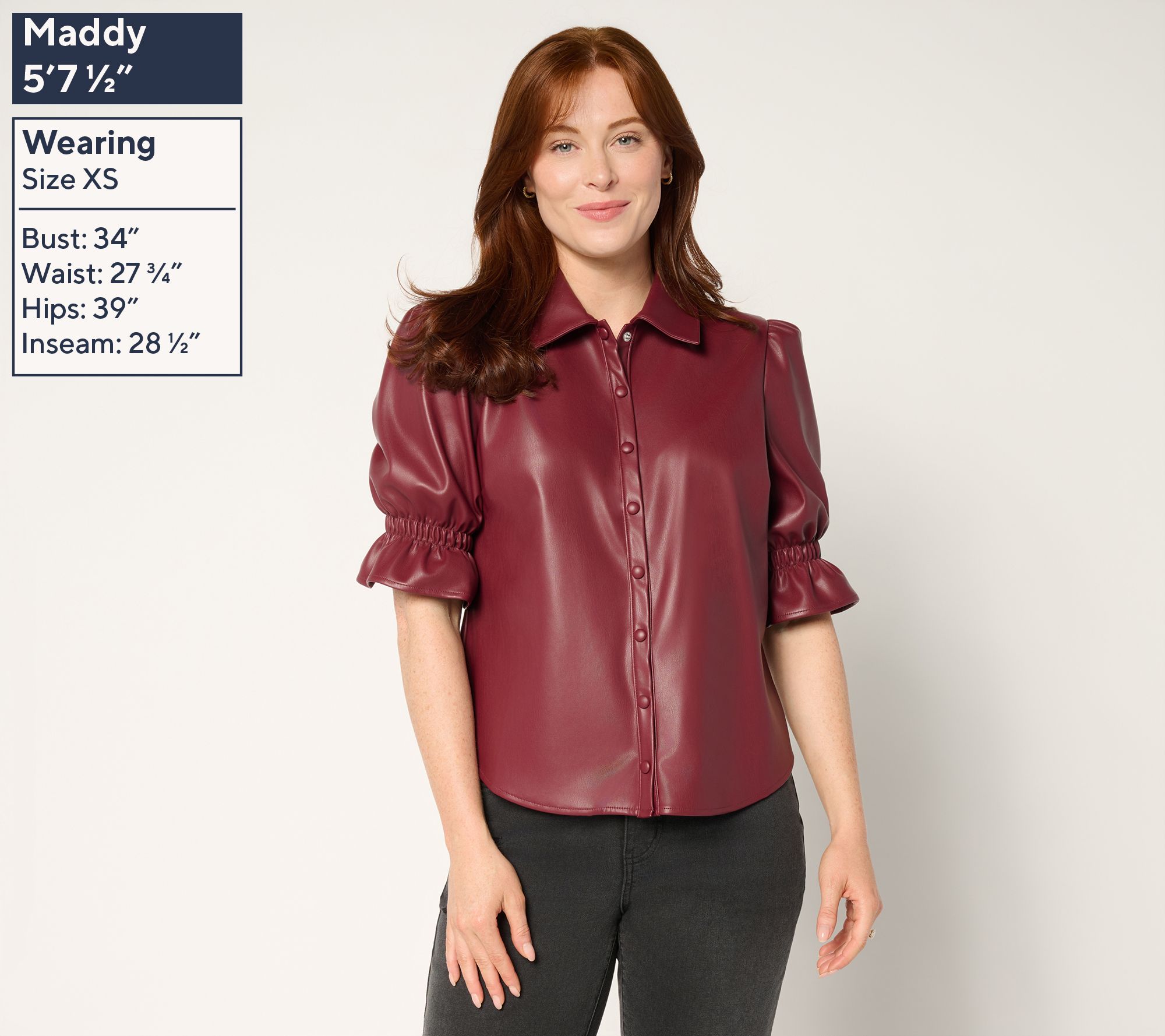 Me by Jennie Garth Liberty Faux Leather Blouse