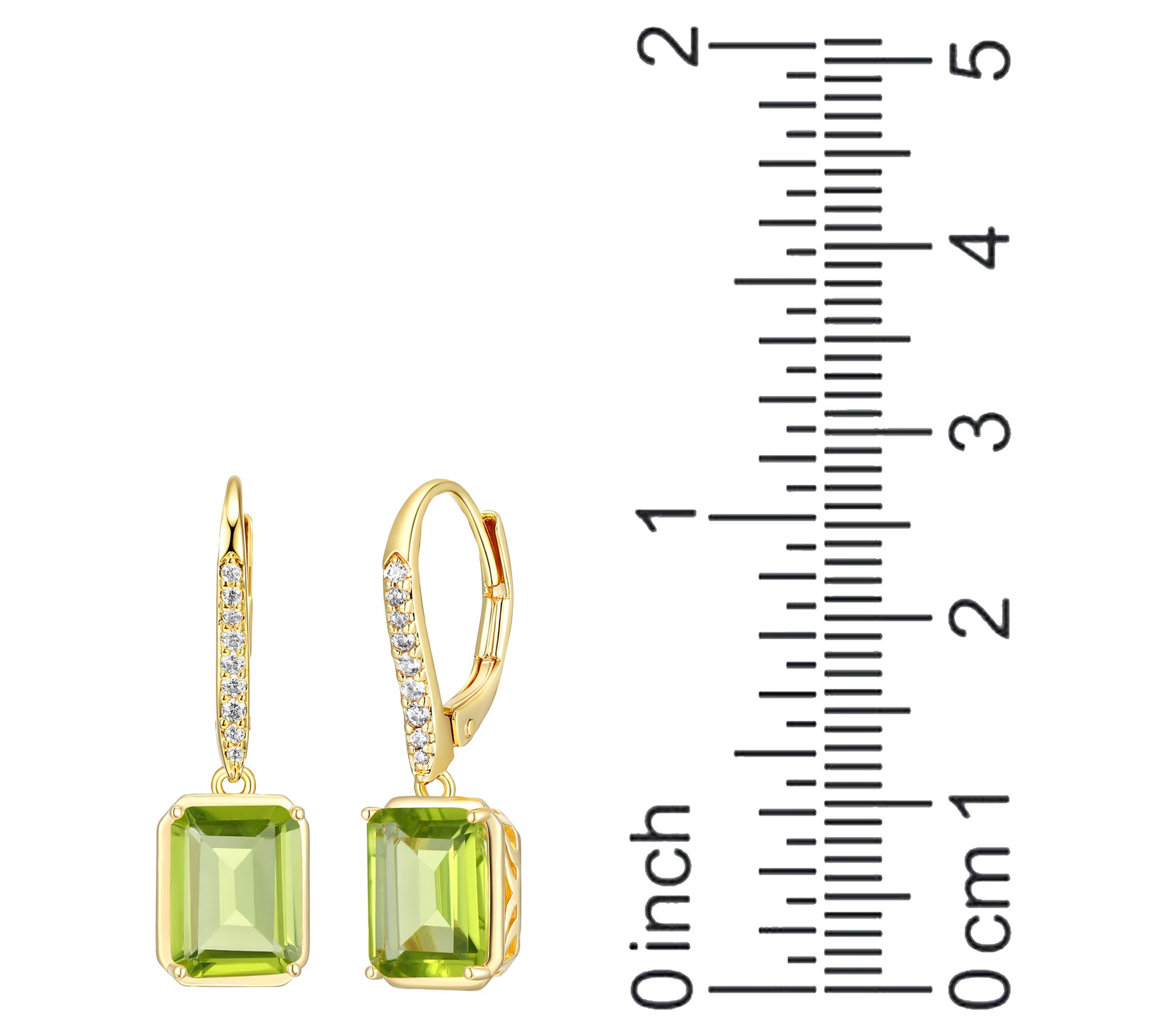 Affinity Gems Peridot & White Topaz Earrings, 18K Gold Plated
