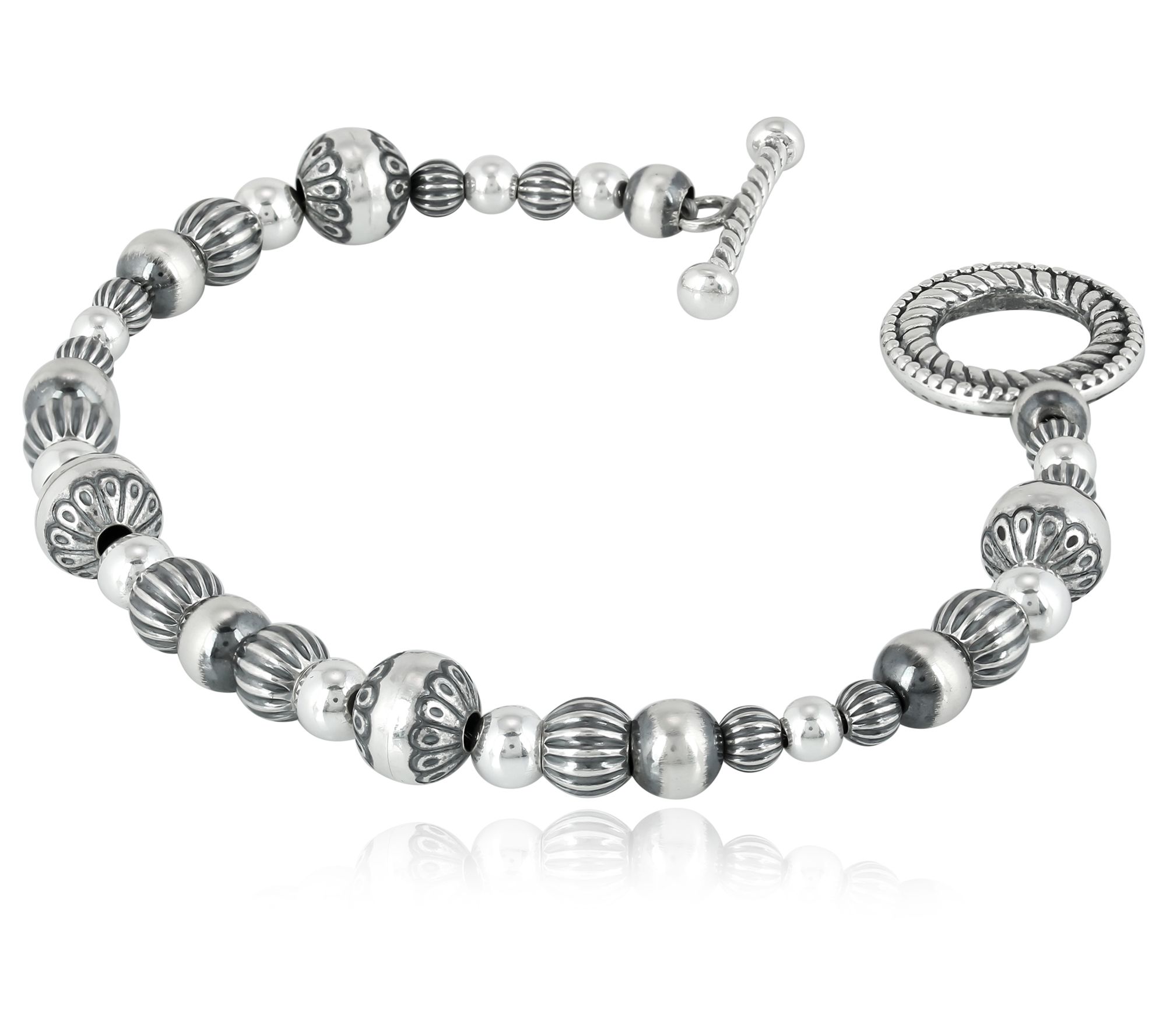 American West Sterling Silver Bead Toggle Bracelet