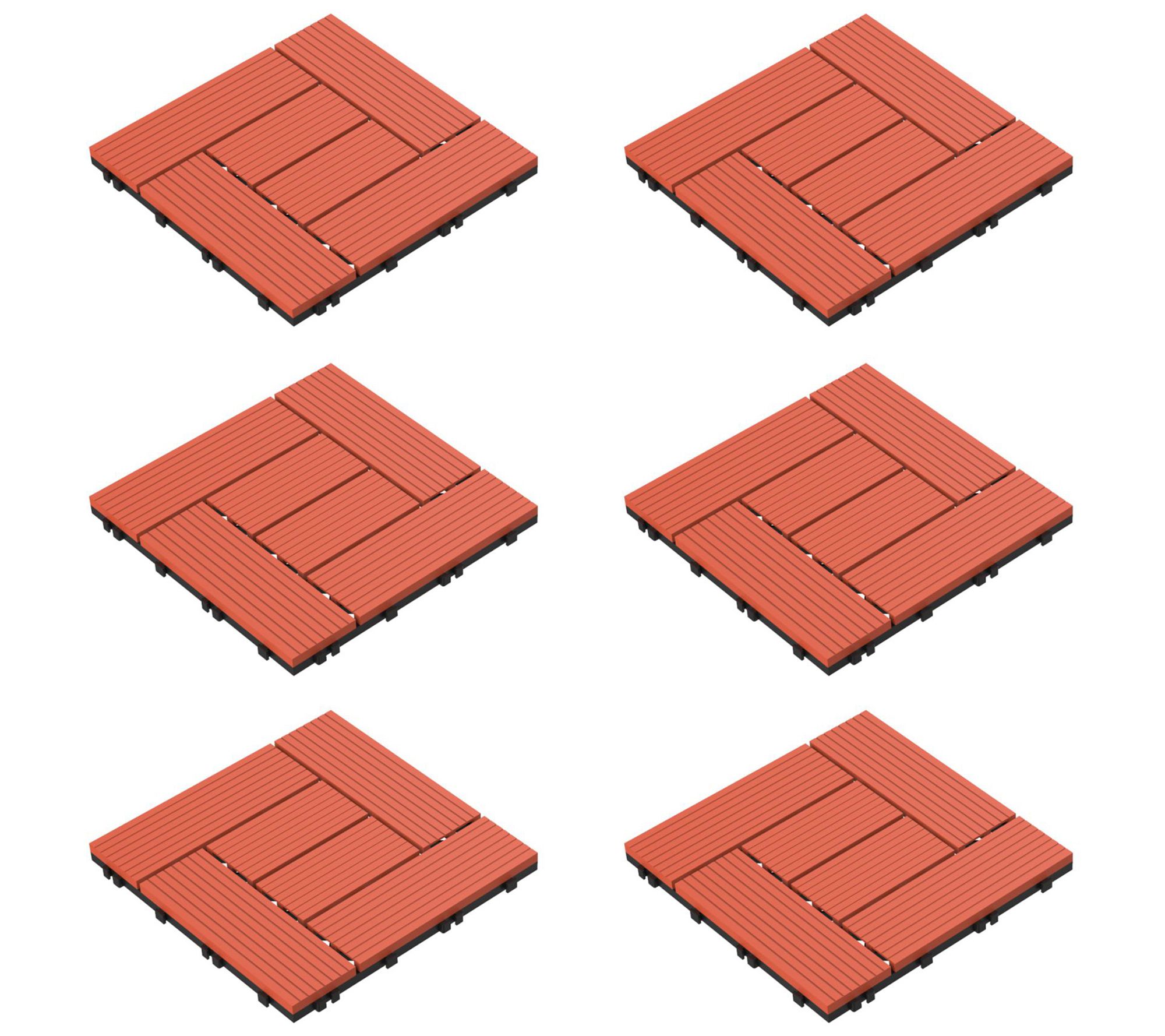 Pure Garden 6-Piece Interlocking Terra Cotta Color Patio Tiles
