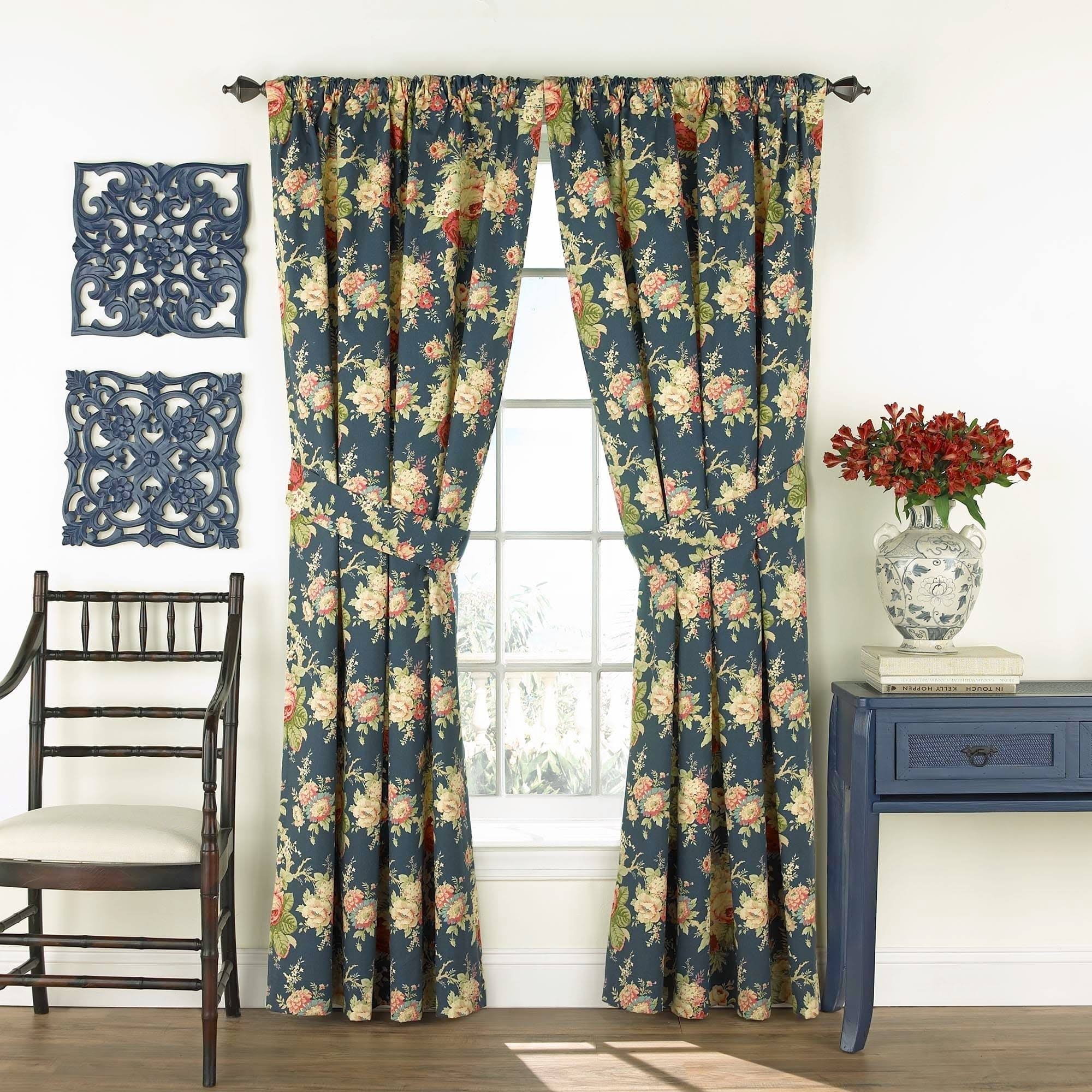 Waverly Sanctuary Rose Floral Curtain Panel Pair