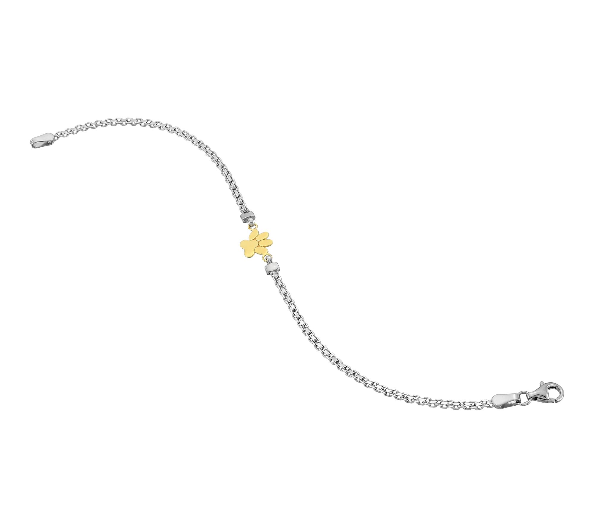 Silver Style Two-Tone Paw Print Bismark Bracelet, Sterling