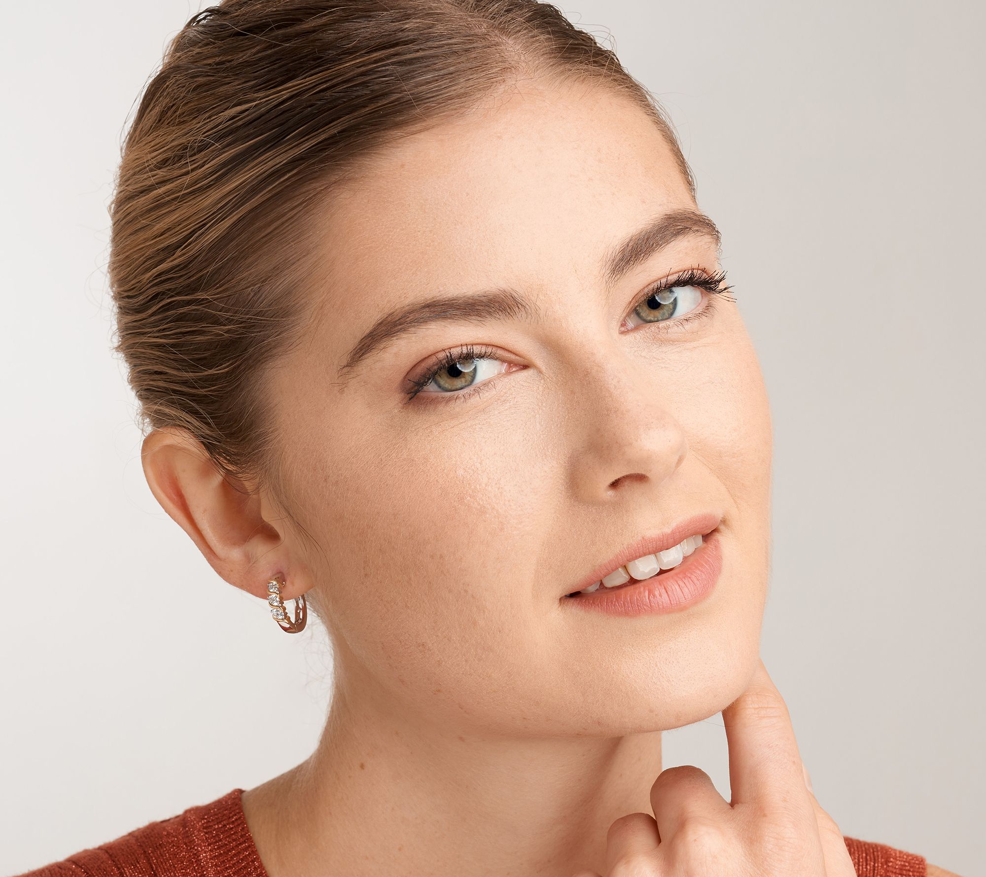 Diamonique 1.30 cttw Two-Tone Huggie Hoop Earrings, Sterling