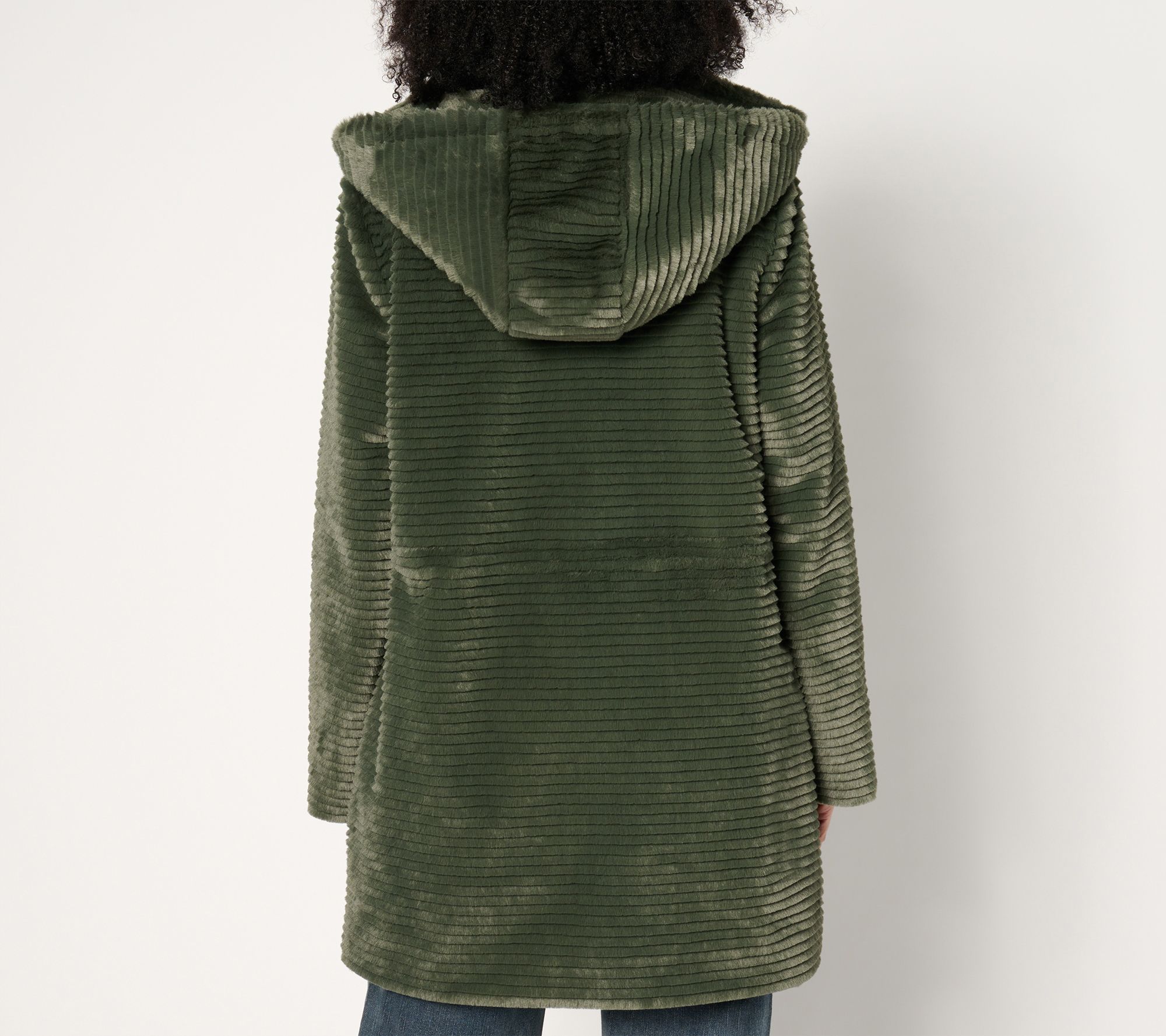 Dennis Basso Petite Faux Mink Anorak Jacket with Removable Hood