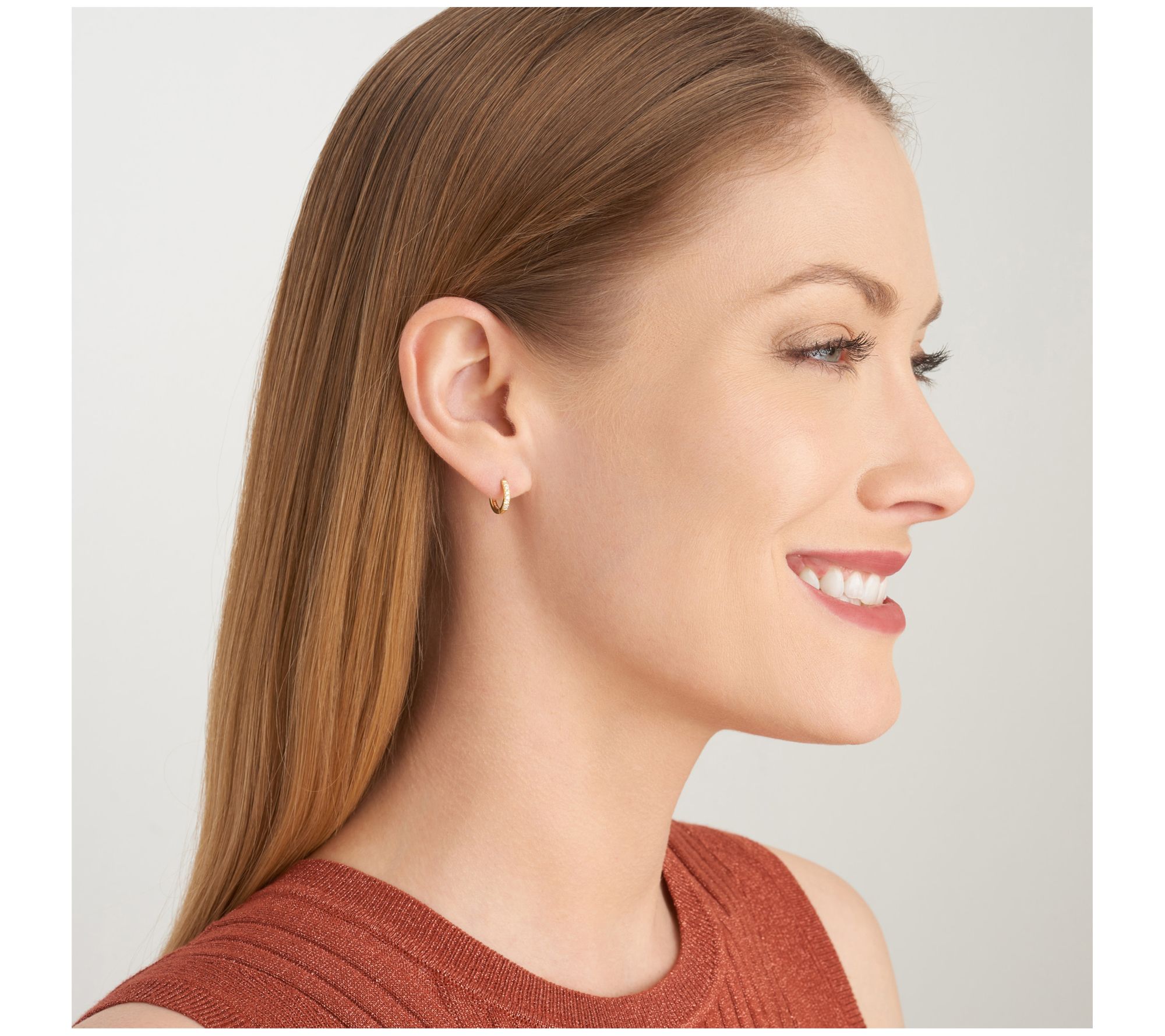 LuxLab Diamond Lab Grown Hinged Hoop Earrings, 18K Gold Plated