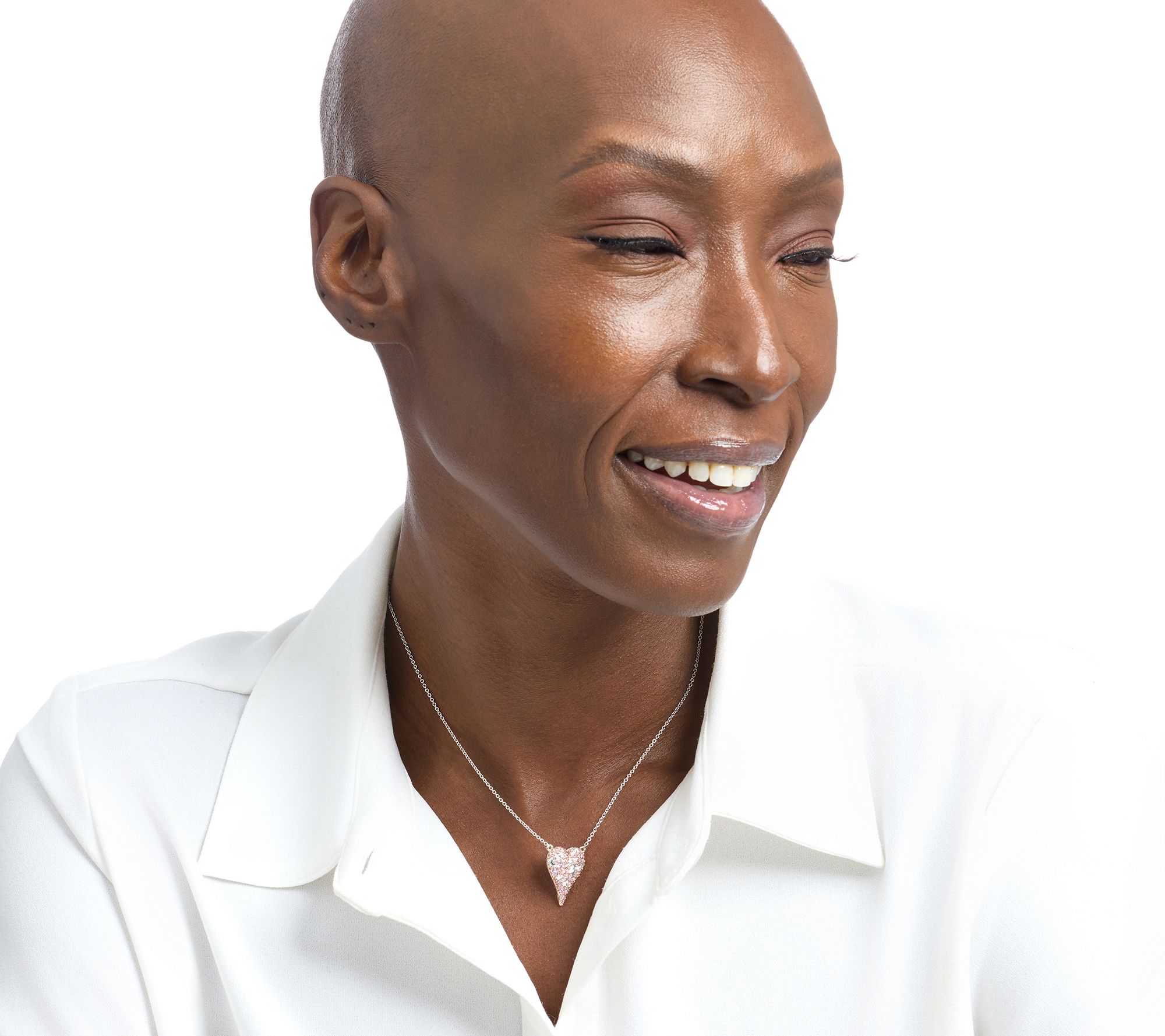 Diamonique x Jennifer Miller Cobblestone Heart Necklace, Sterl