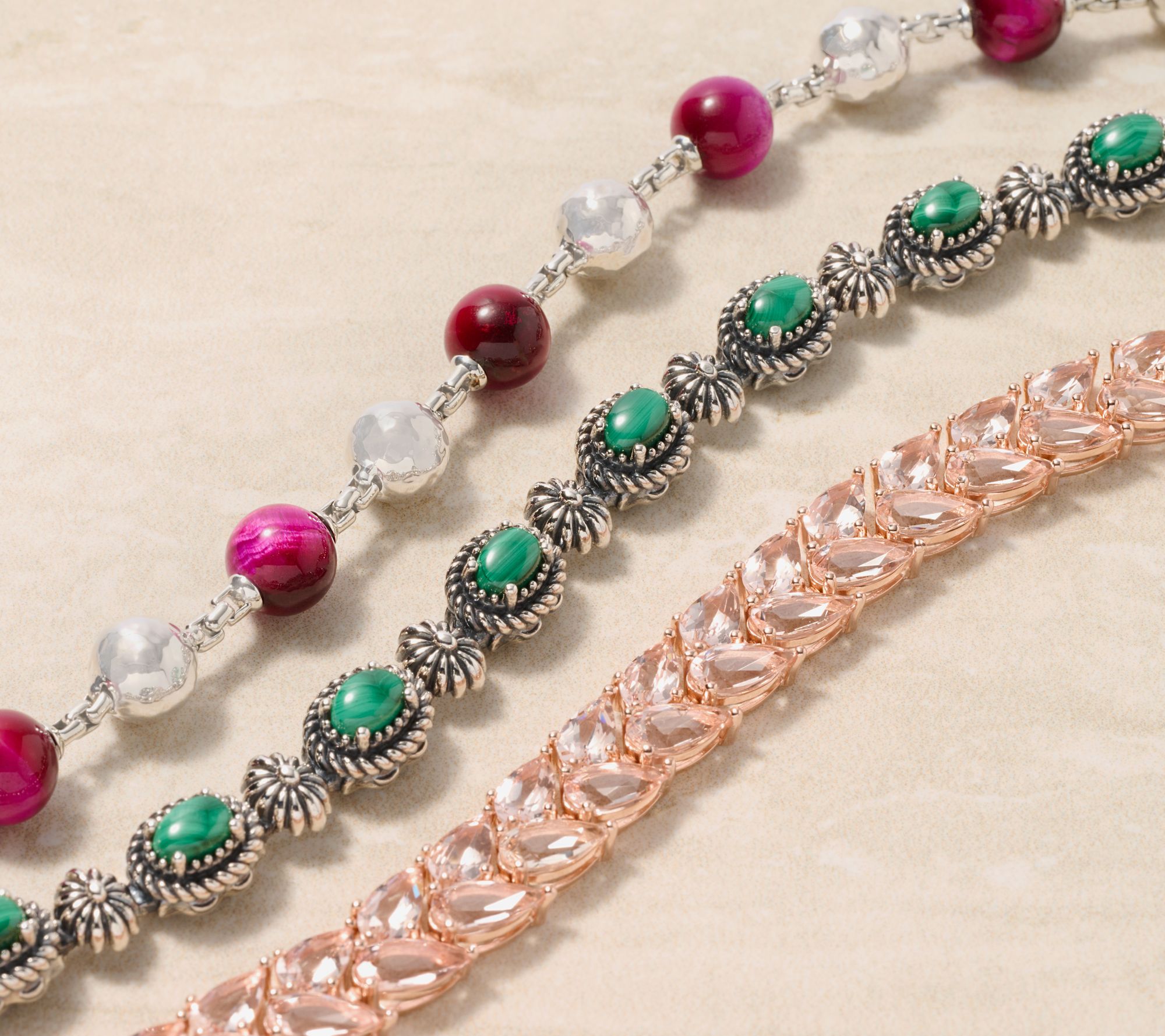 Affinity Gems Pear-Cut Morganite Petal Bracelet, Sterling Silver