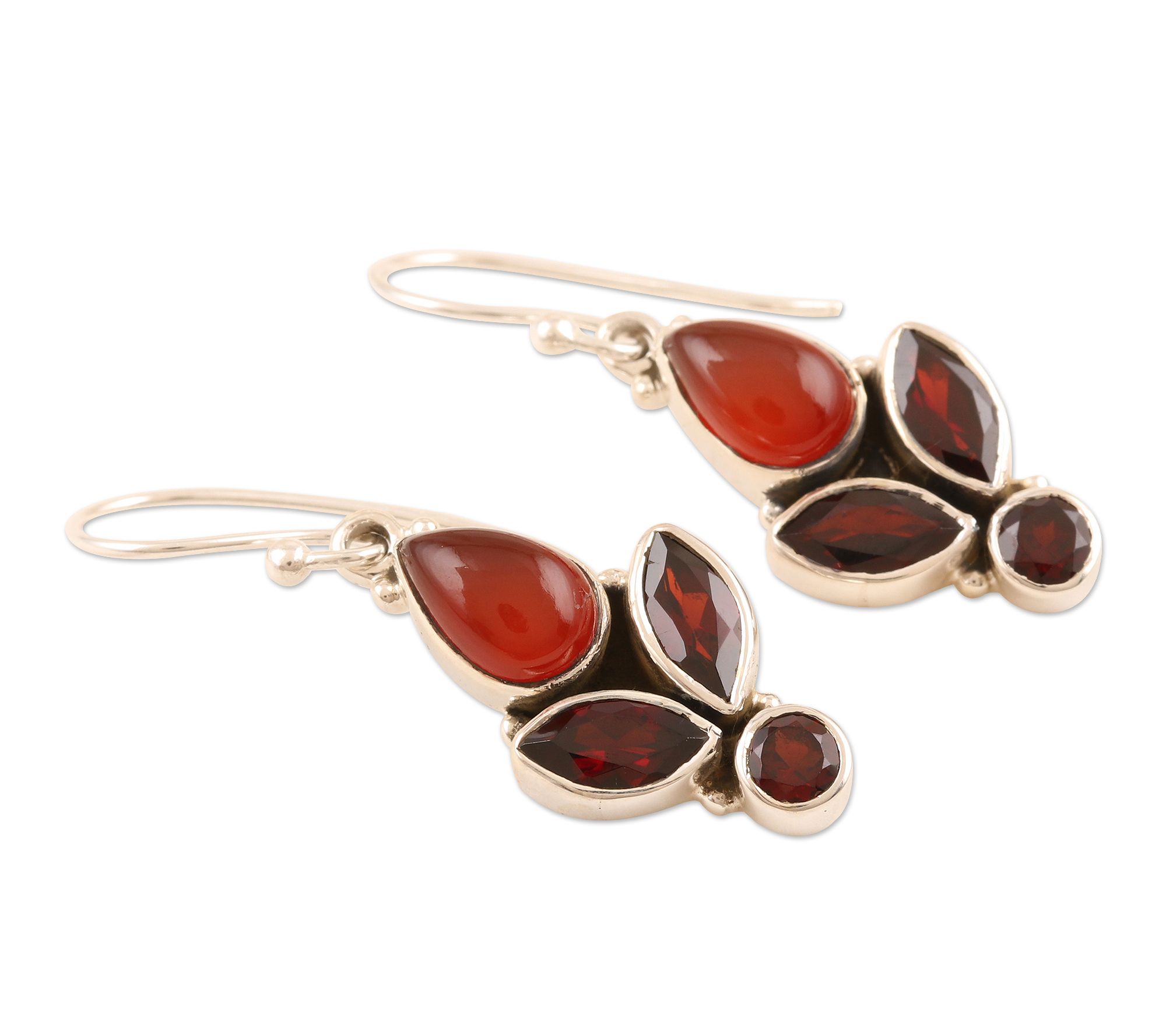 Novica Artisan Crafted Garnet & Carnelian Dangle Earrings