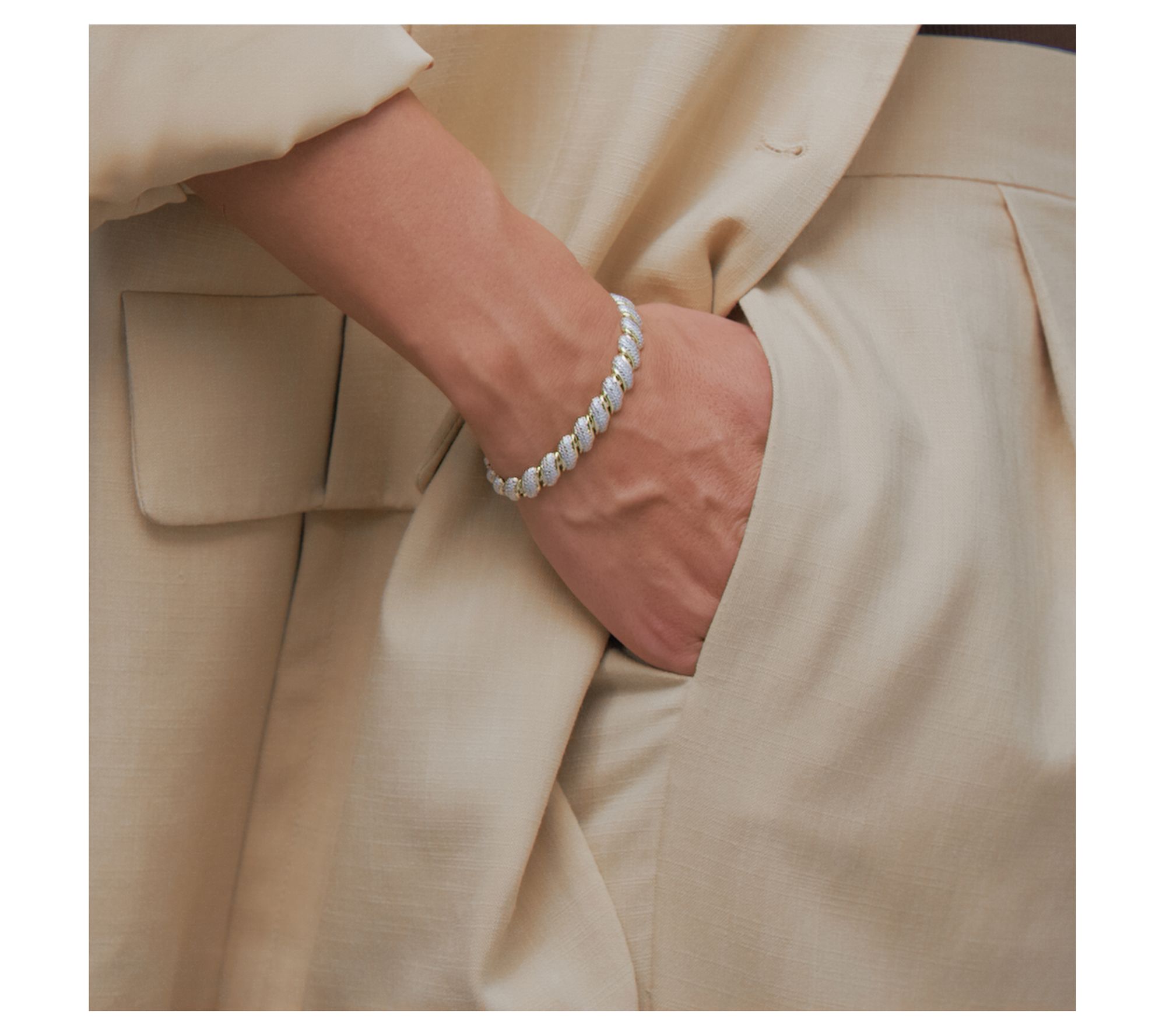 18K Gold Plated Diamond Accent Bold Swirl Bracelet