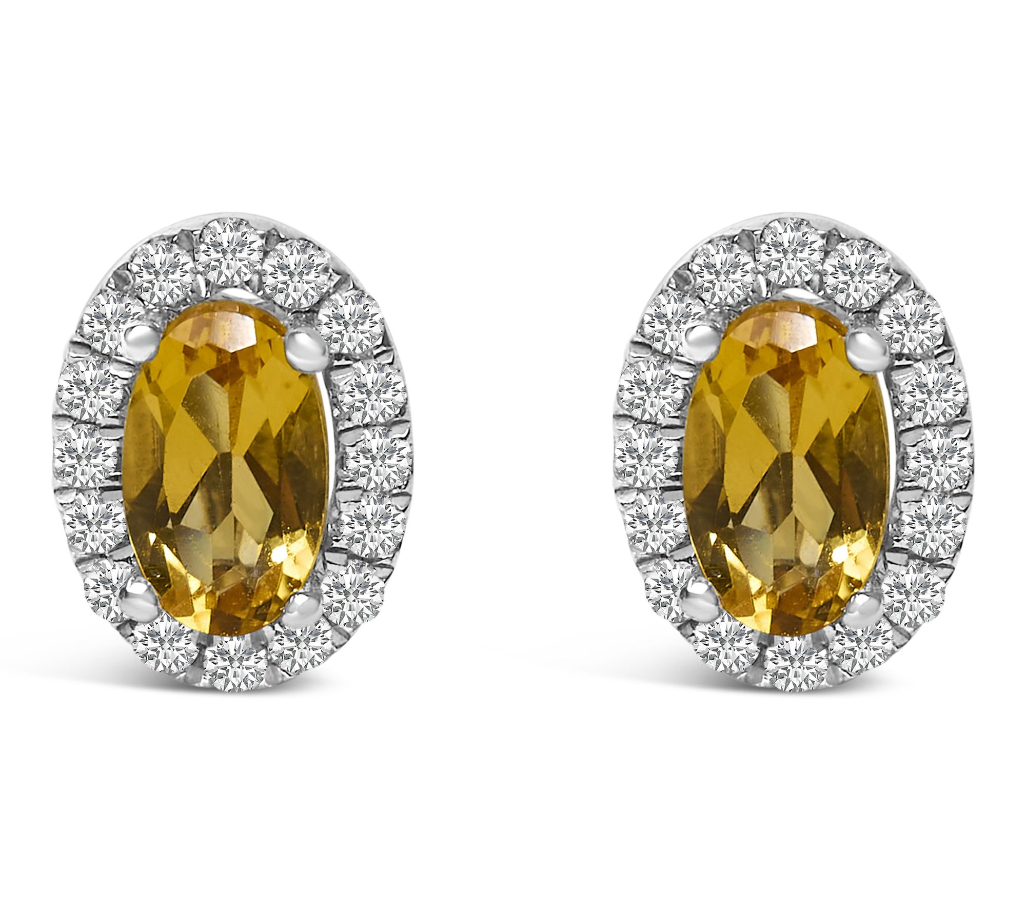 Haus of Brilliance Citrine & Diamond Halo Earrings, 10K Gold