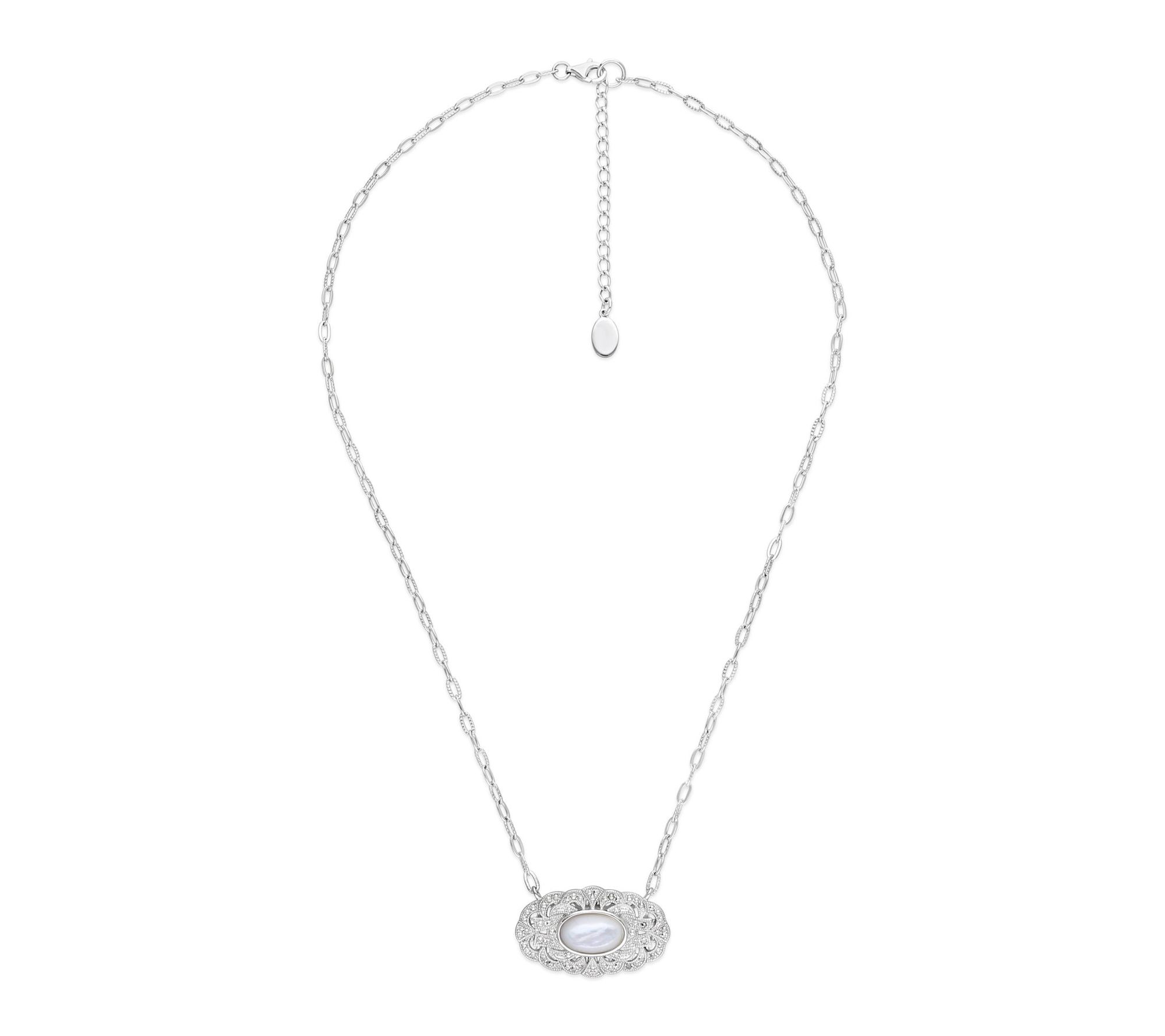 Dallas Prince Sterling Chrome Marcasite w/ Gemstone Necklace