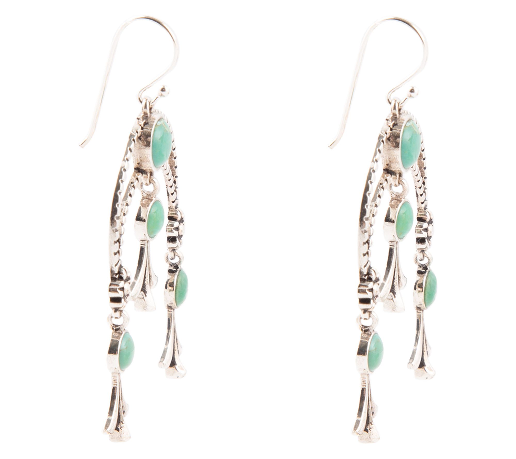 Barse Artisan Crafted Sterling Floral Blue Turquoise Earrings