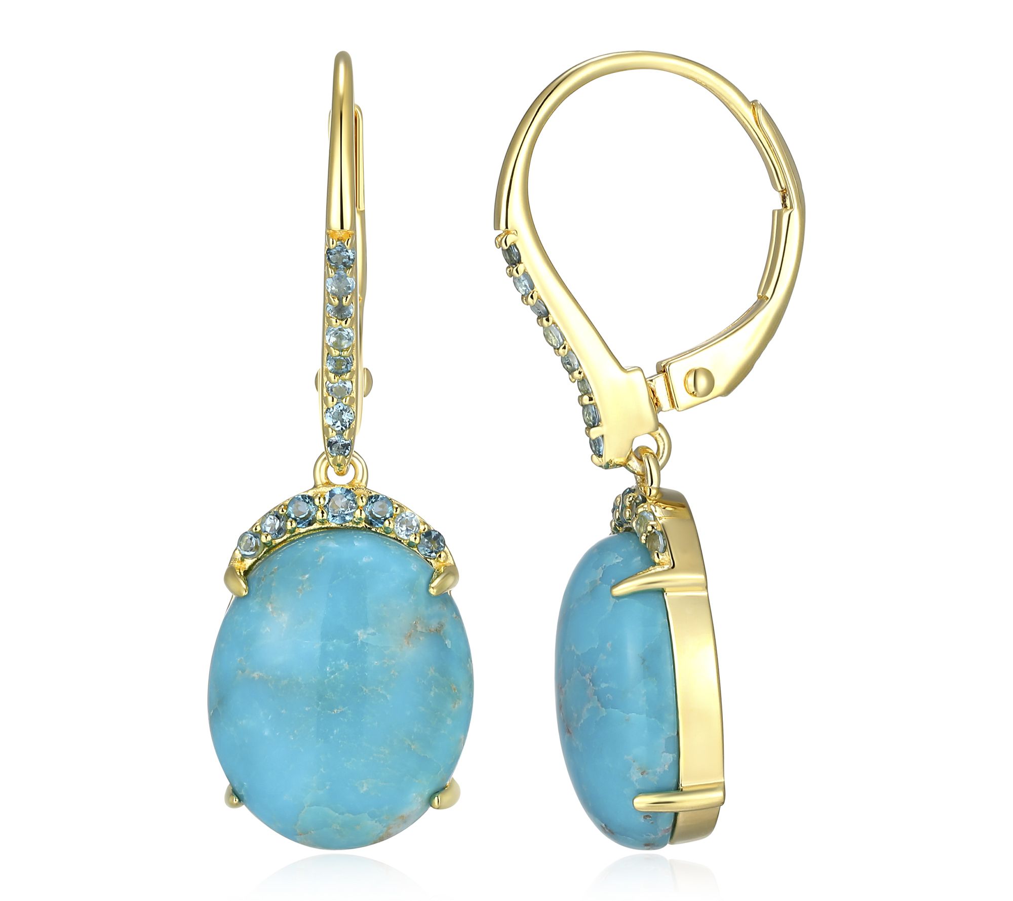 Affinity Gems Turquoise & Topaz Earrings, 18k Plated Sterling