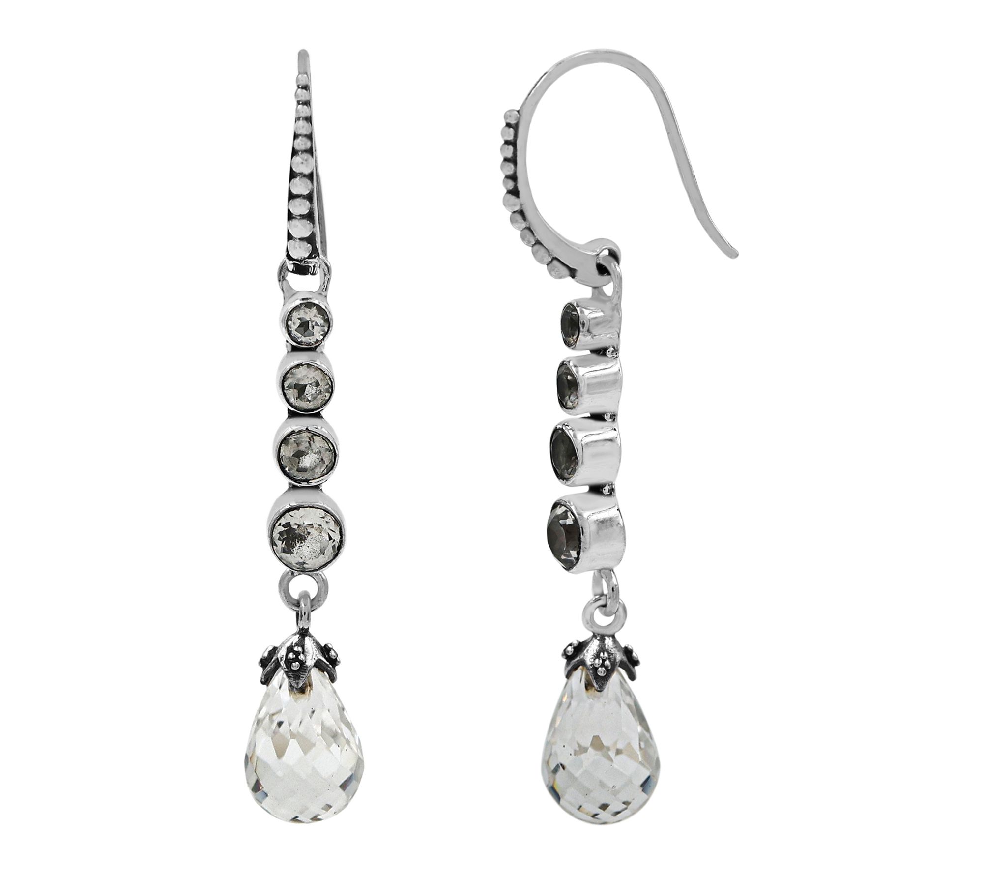 Artisan Crafted Sterling Zircon & Rock CrystalDangle Earrings