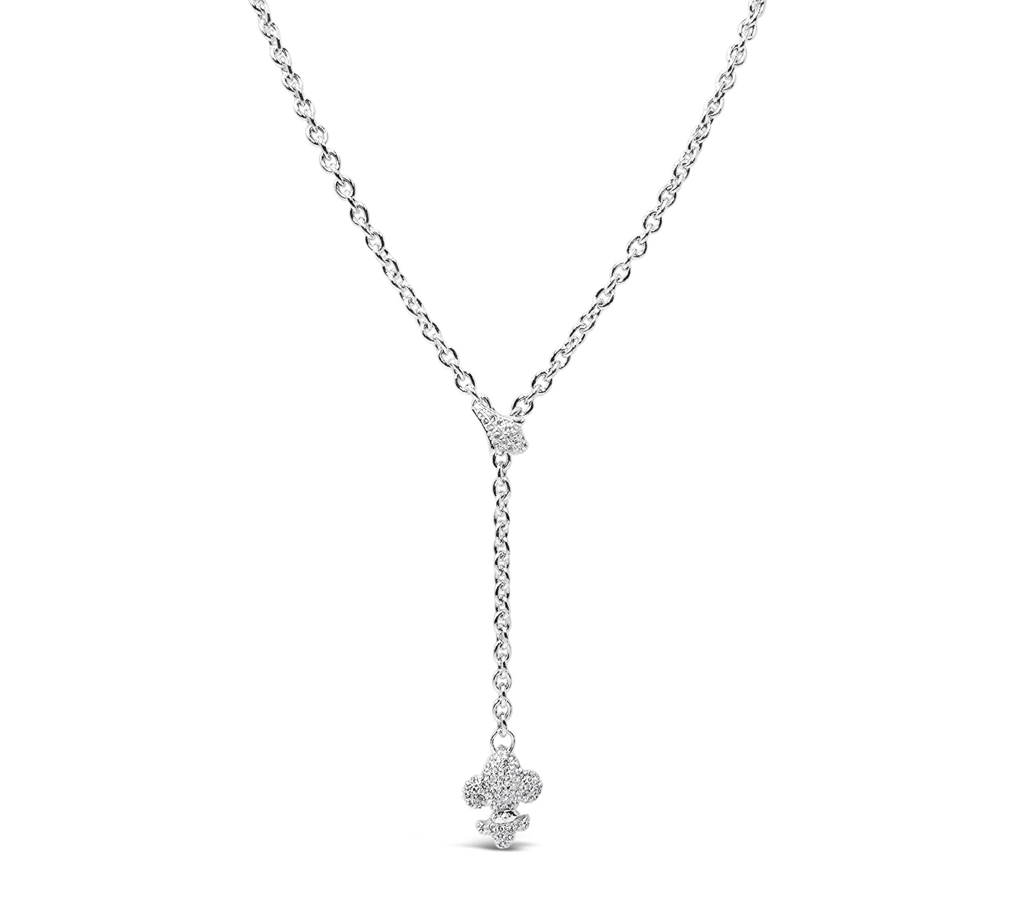 Margo Manhattan Sterling White Topaz Fleury Lariat Necklace