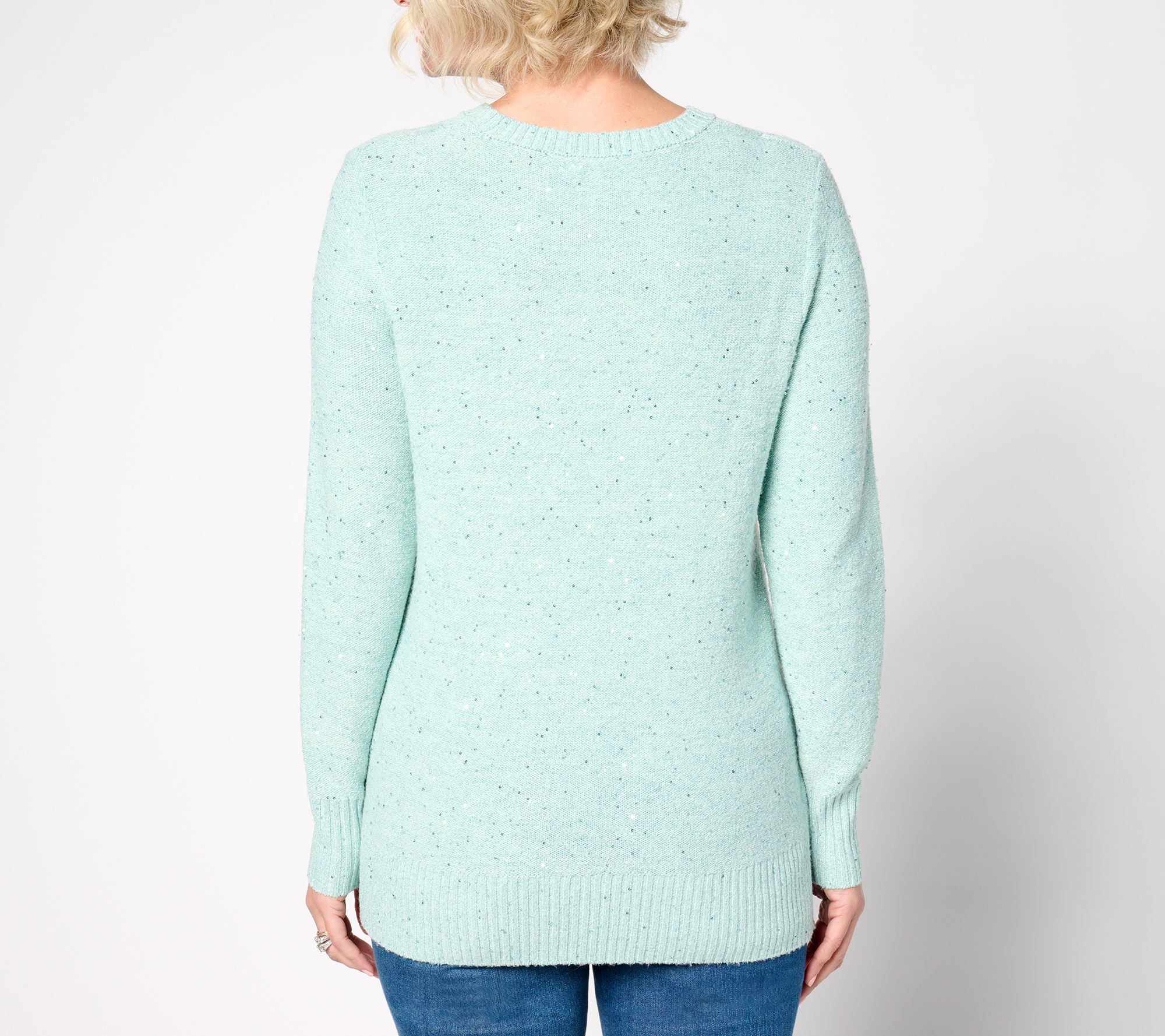 Jingle Belles by Kim Gravel Sugarplum Sparkle Sequin Cable Sweater