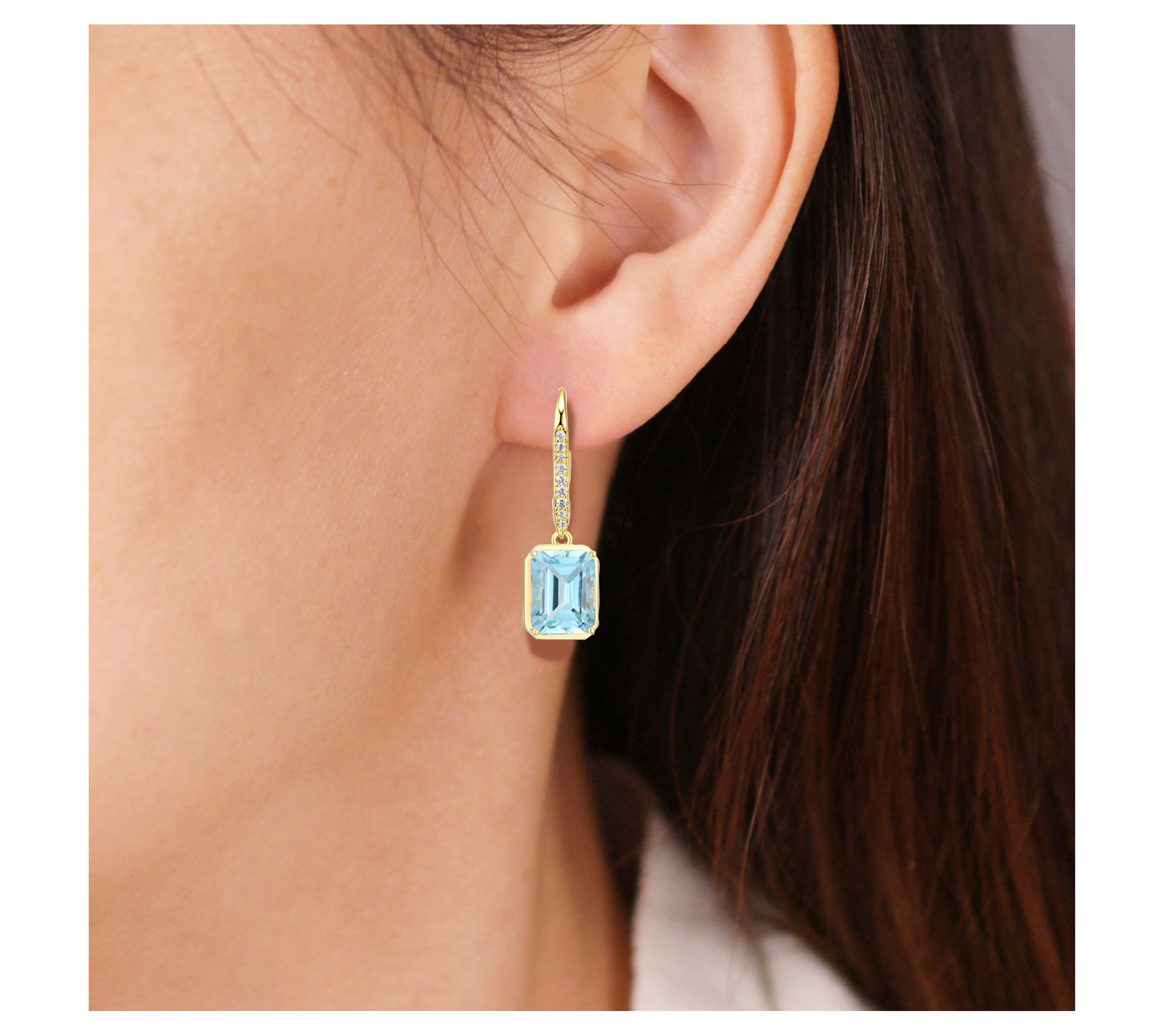 Affinity Gems Blue & White Topaz Earrings, 18K Gold Plated