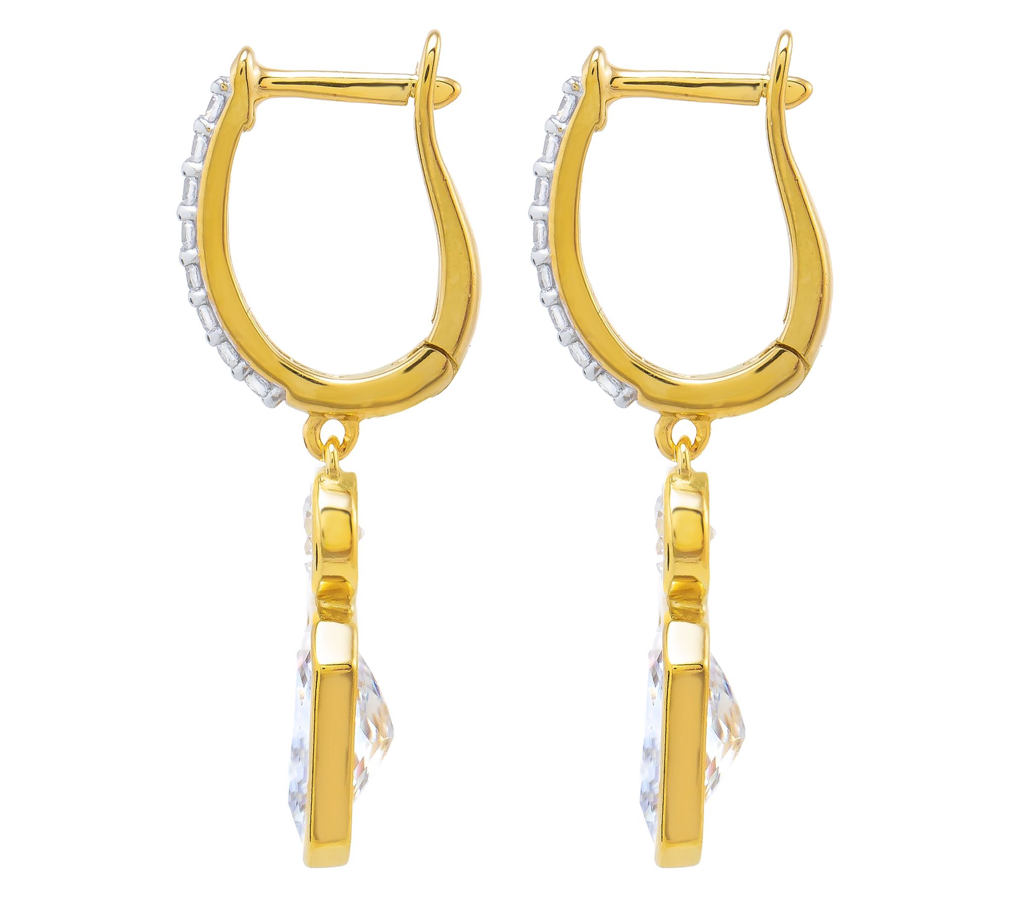 Diamonique x Jennifer Miller Asscher Dangle Earrings, Sterling