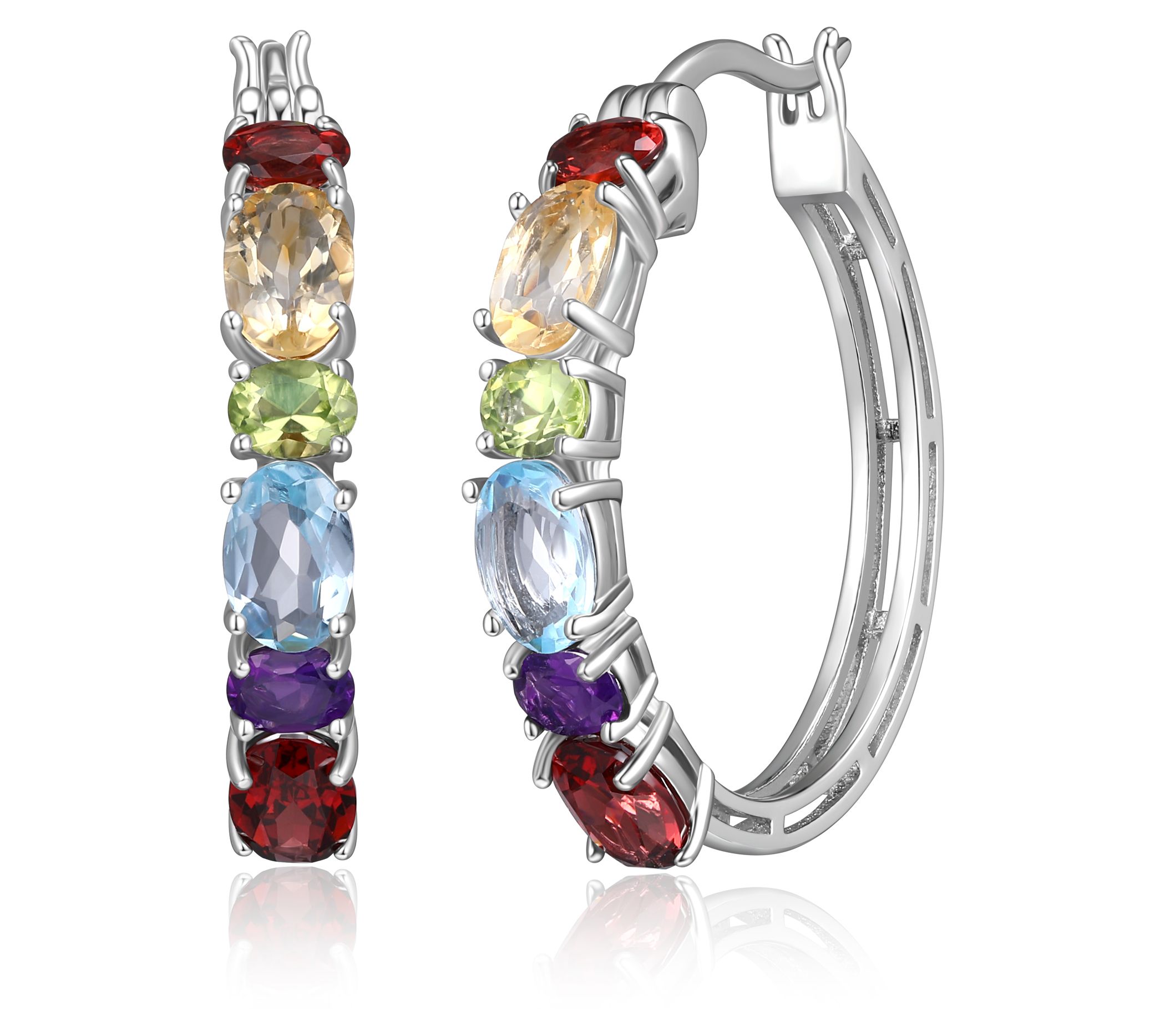 Affinity Gems Multi-Gemstone Hoop Earrings, Sterling Silver