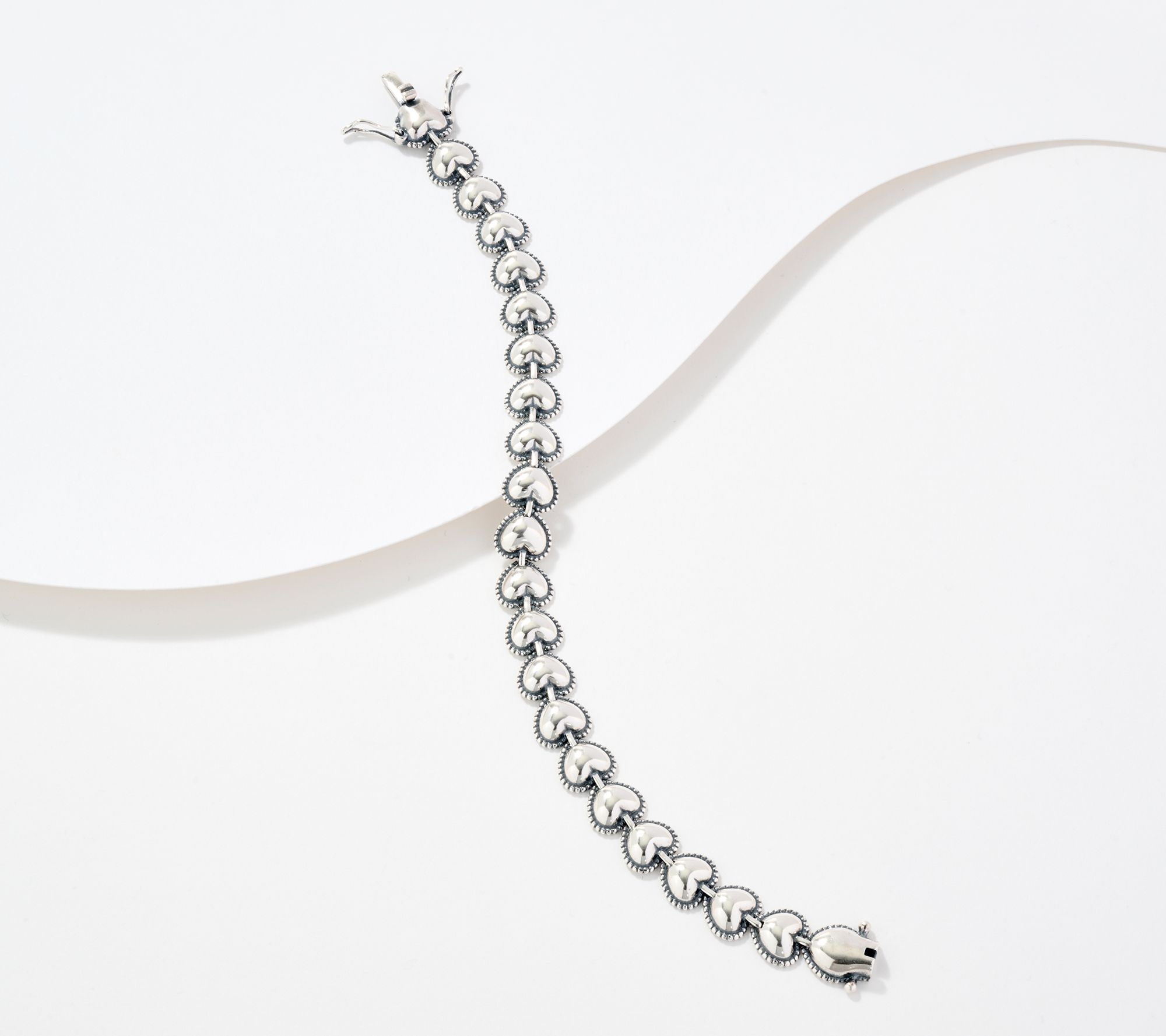 Or Paz Sterling Silver Heart Tennis Bracelet, 16.0g