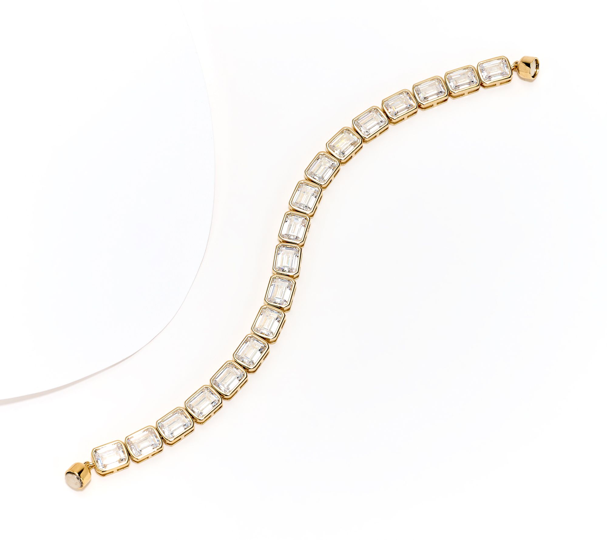 Diamonique Classics Emerald Bezel Set Tennis Bracelet, Sterl