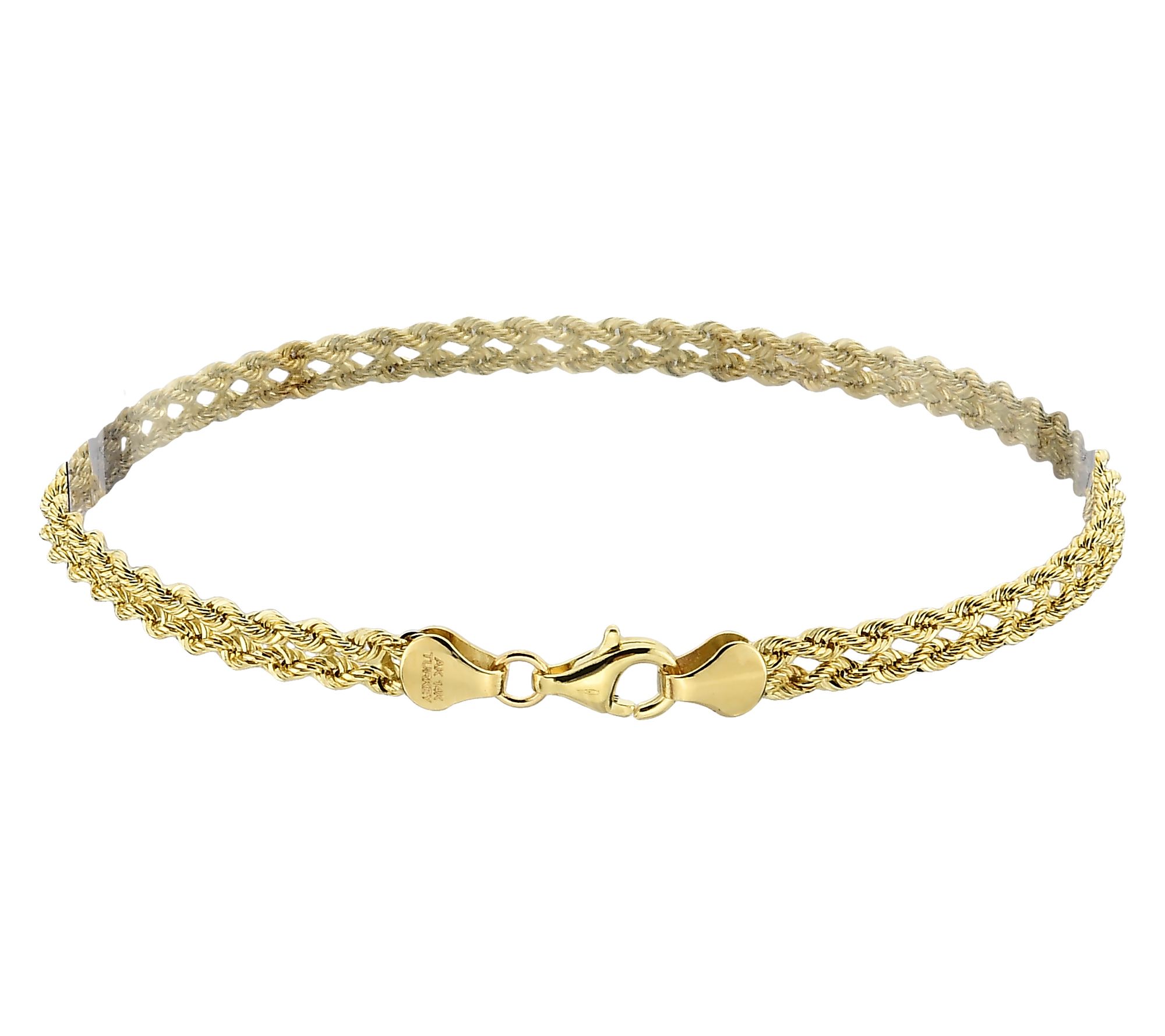 Adorna 14K Gold Double Rope Chain Link Bracelet