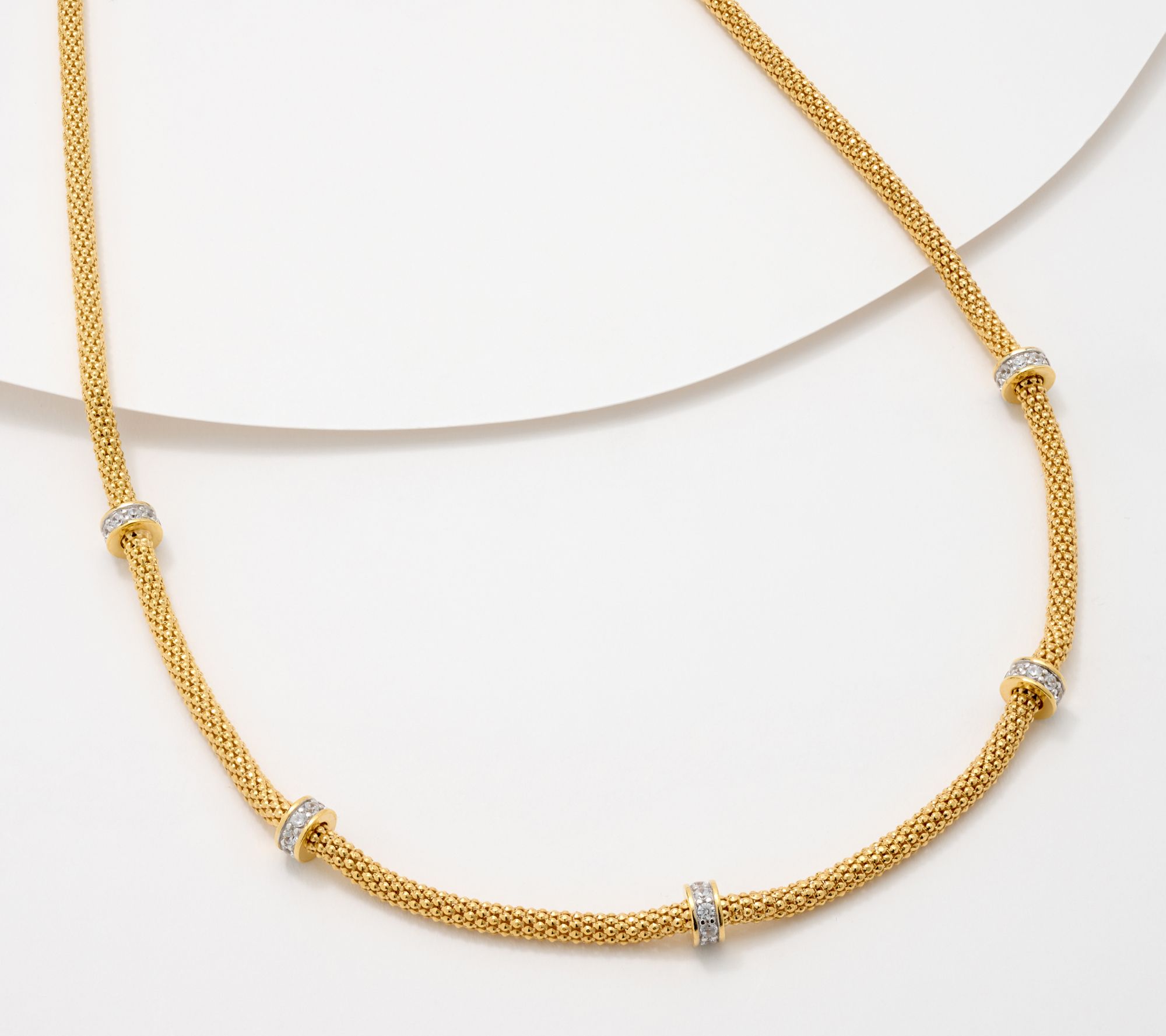 Diamonique Italia Popcorn Station Necklace, Sterling Silver