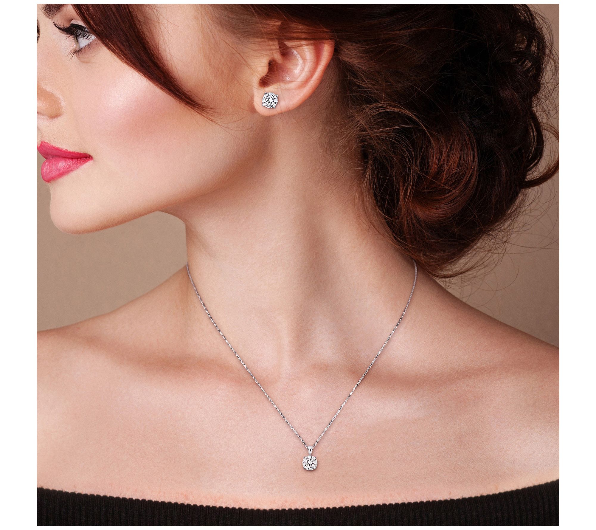 MoissanIce Moissanite 5.85 cttw Earrings & Necklace Set, 14K