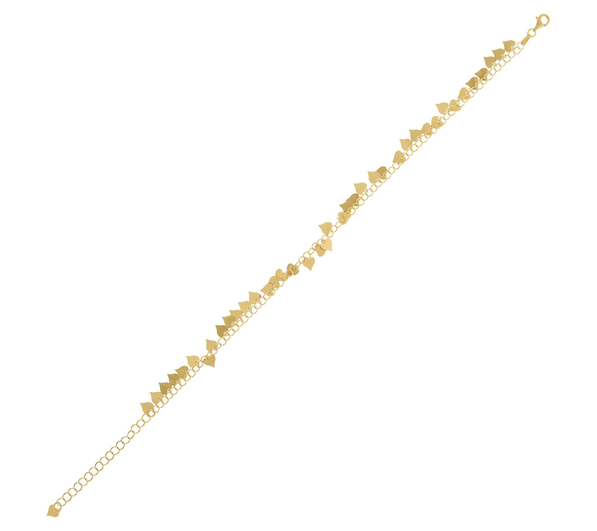 Veronese 18K Gold Plated Heart Ankle Bracelet, 3.7g