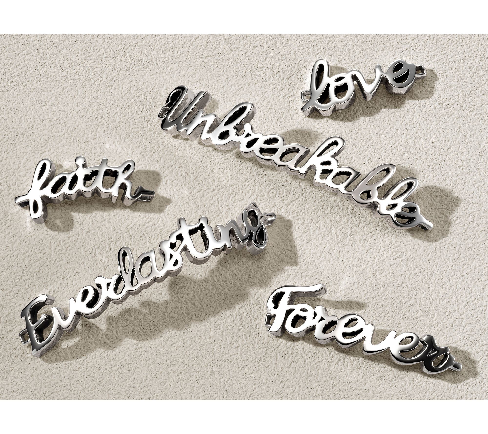 JAI Sterling Silver Script Charm Box Chain Bracelet, 9.5g