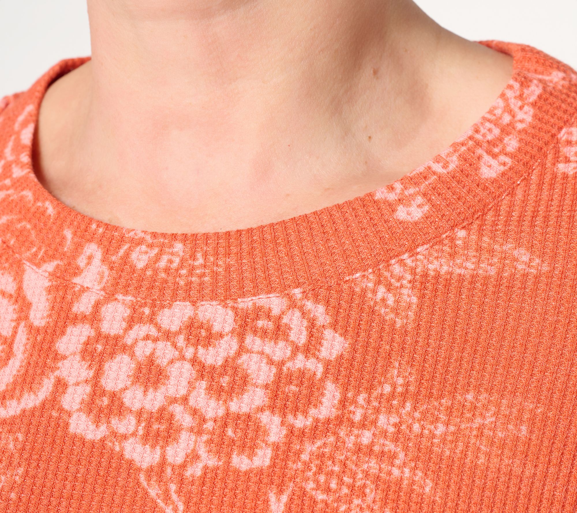 Belle by Kim Gravel Micro Waffle Vintage Floral Printed Top