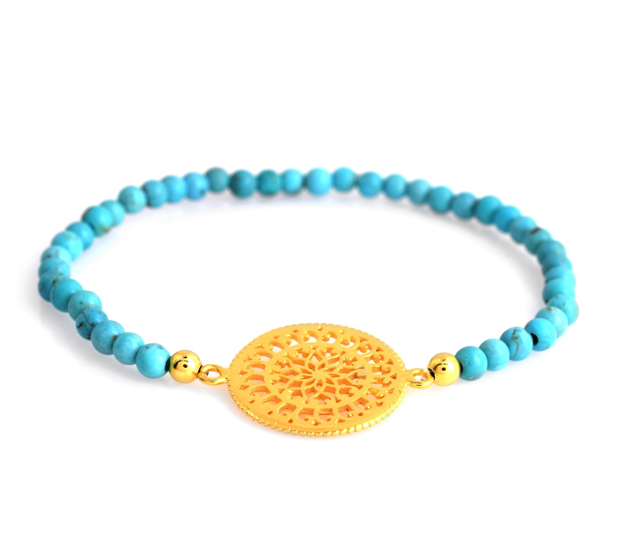14K Gold Plated Turquoise Bead Stretch Bracelet