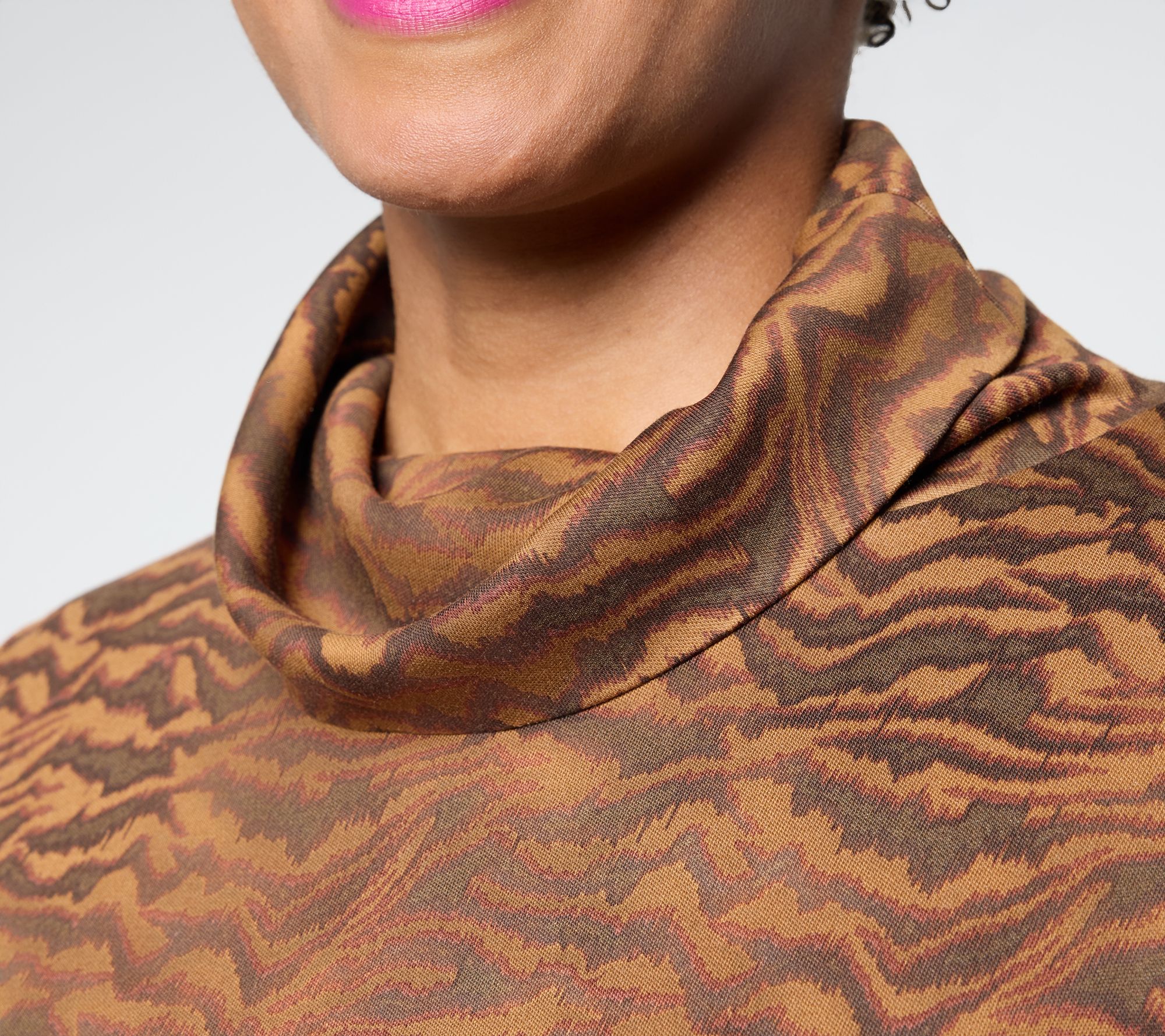 Martha Stewart Signature Printed Knit Turtleneck Top