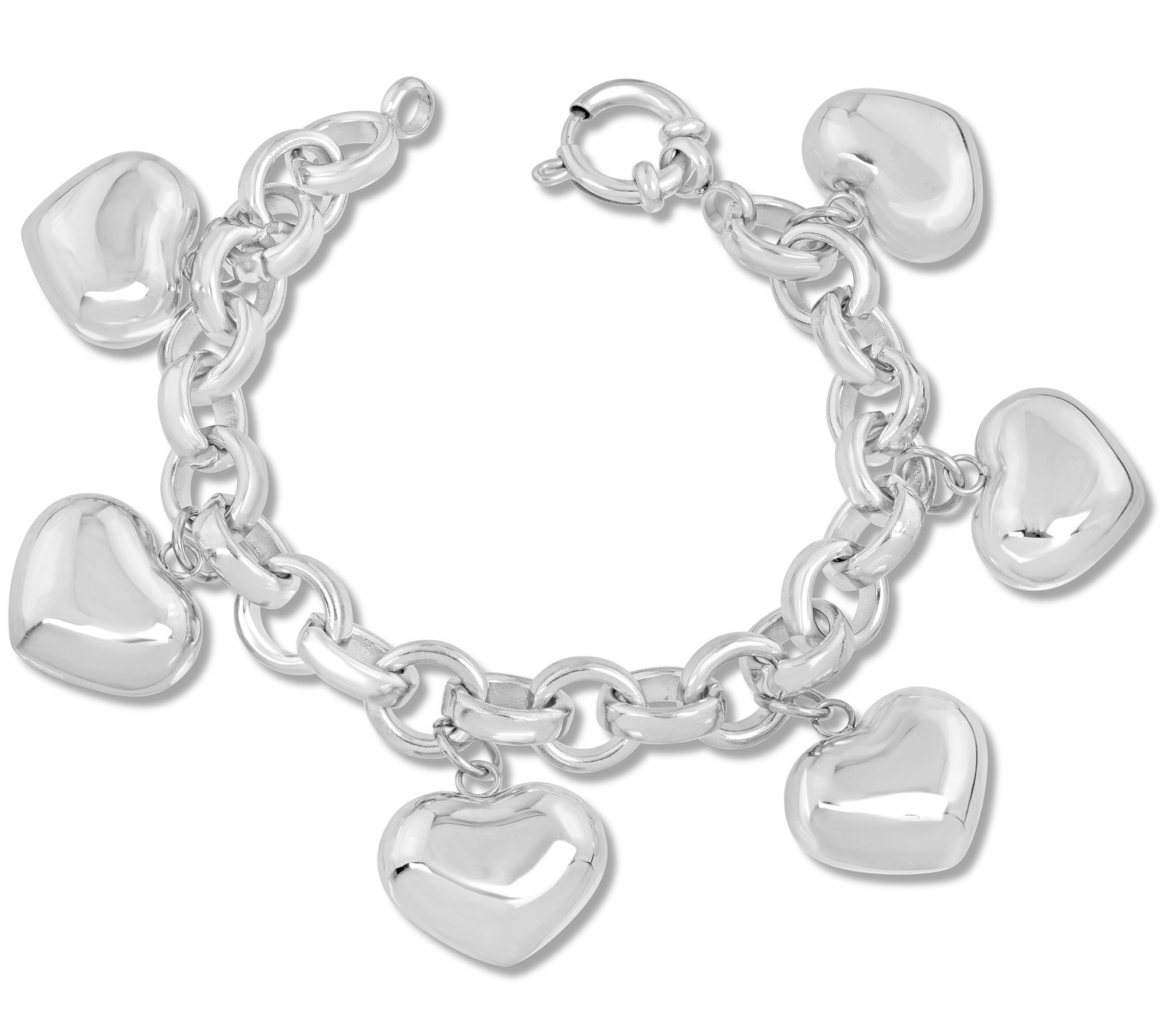 Steel by Design Puff Heart Charm Bracelet