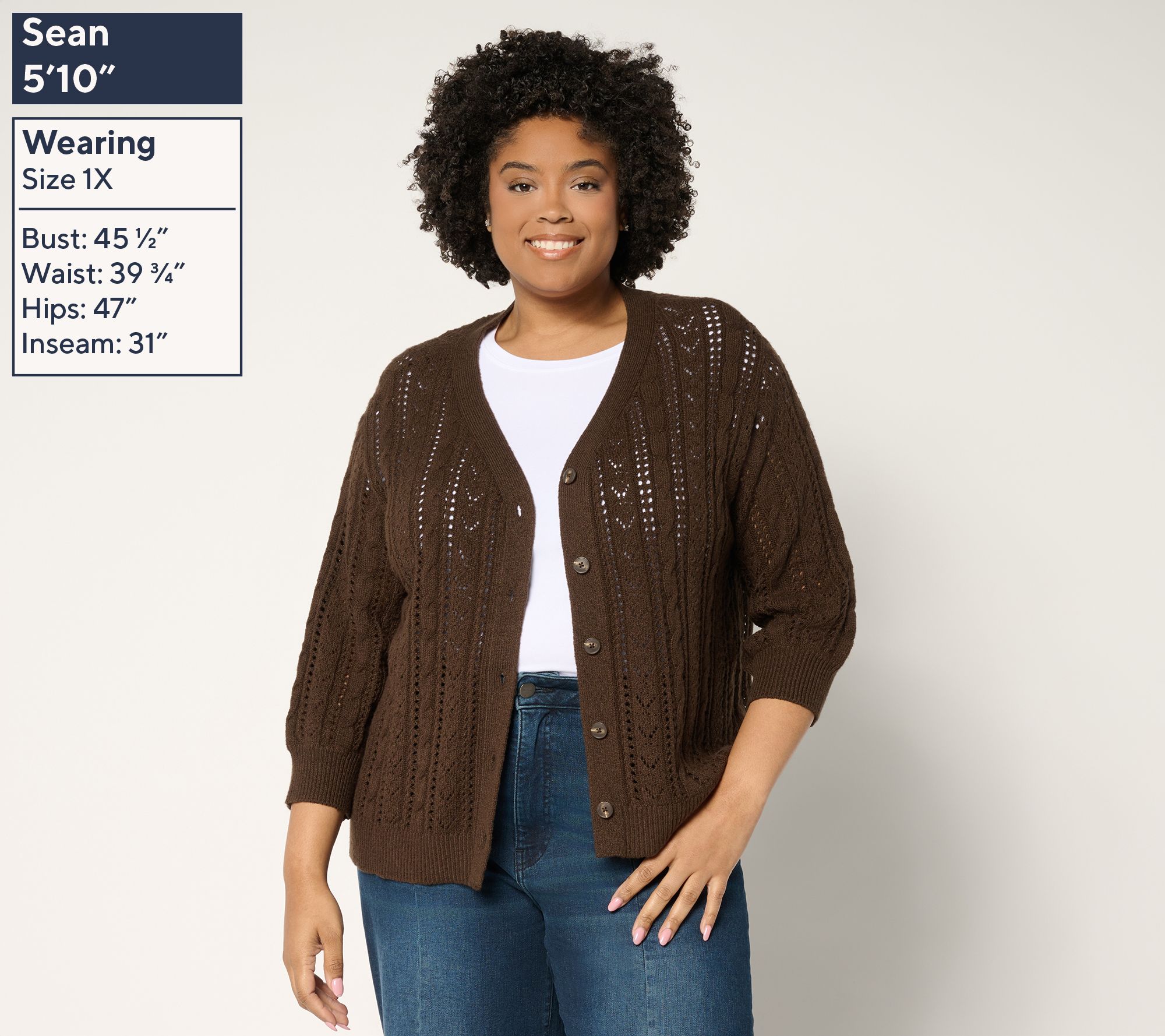 Ree by The Pioneer Woman Pointelle Sweater Cardigan