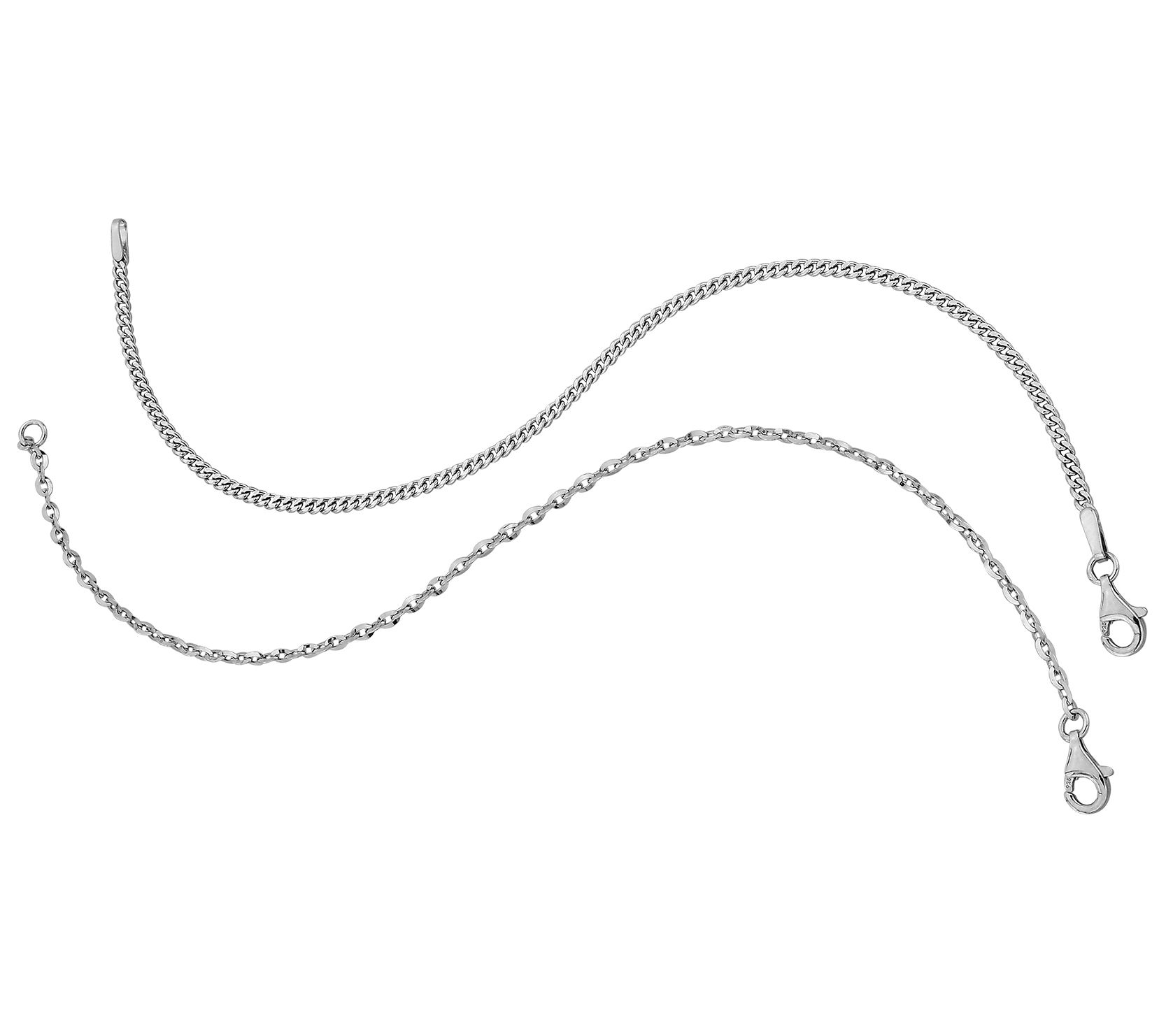 Silver Style Curb & Cable Link Set of 2 Bracelets, Sterling
