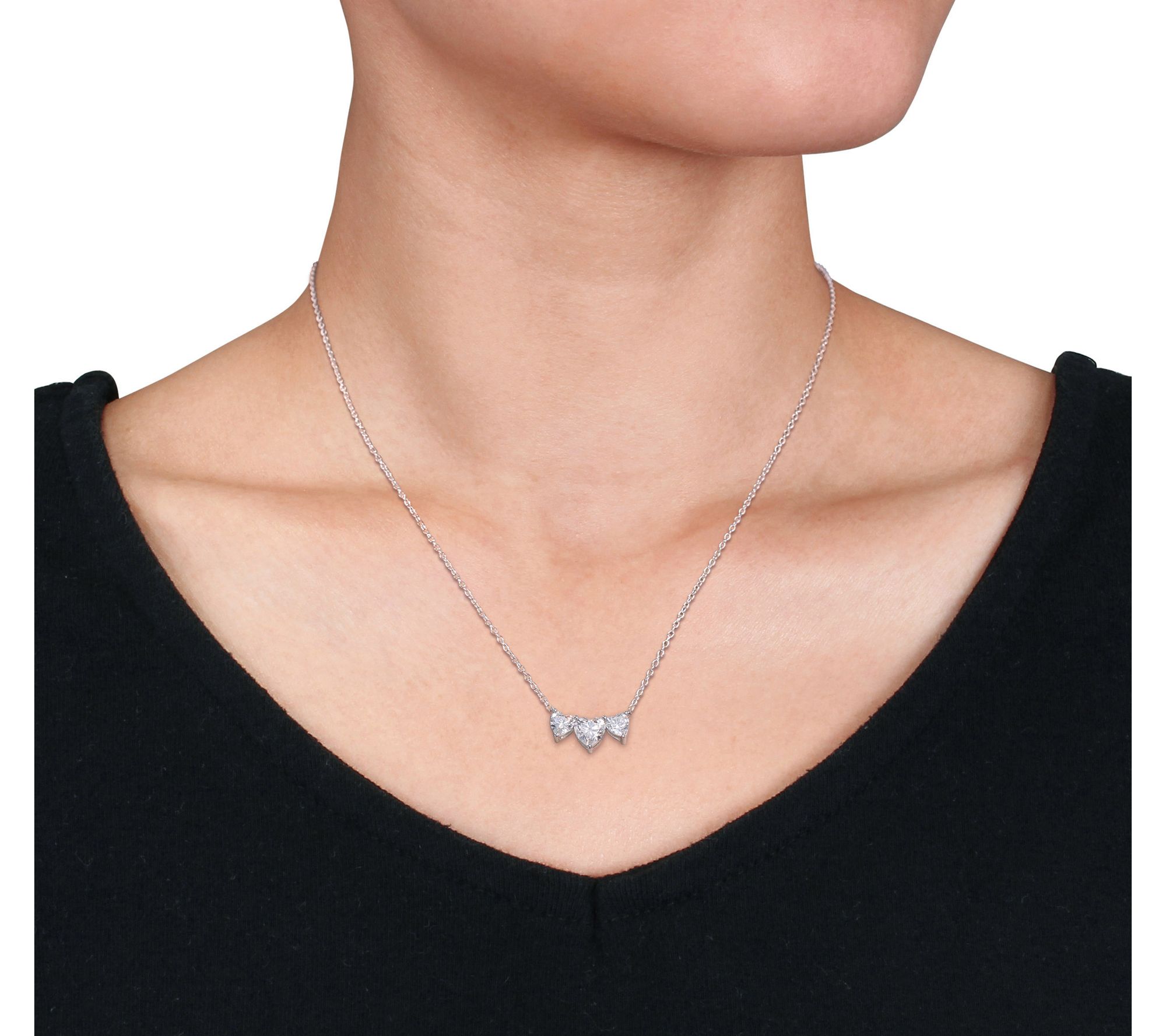 MoissanIce Moissanite Heart Earrings & Necklace Set, Sterling