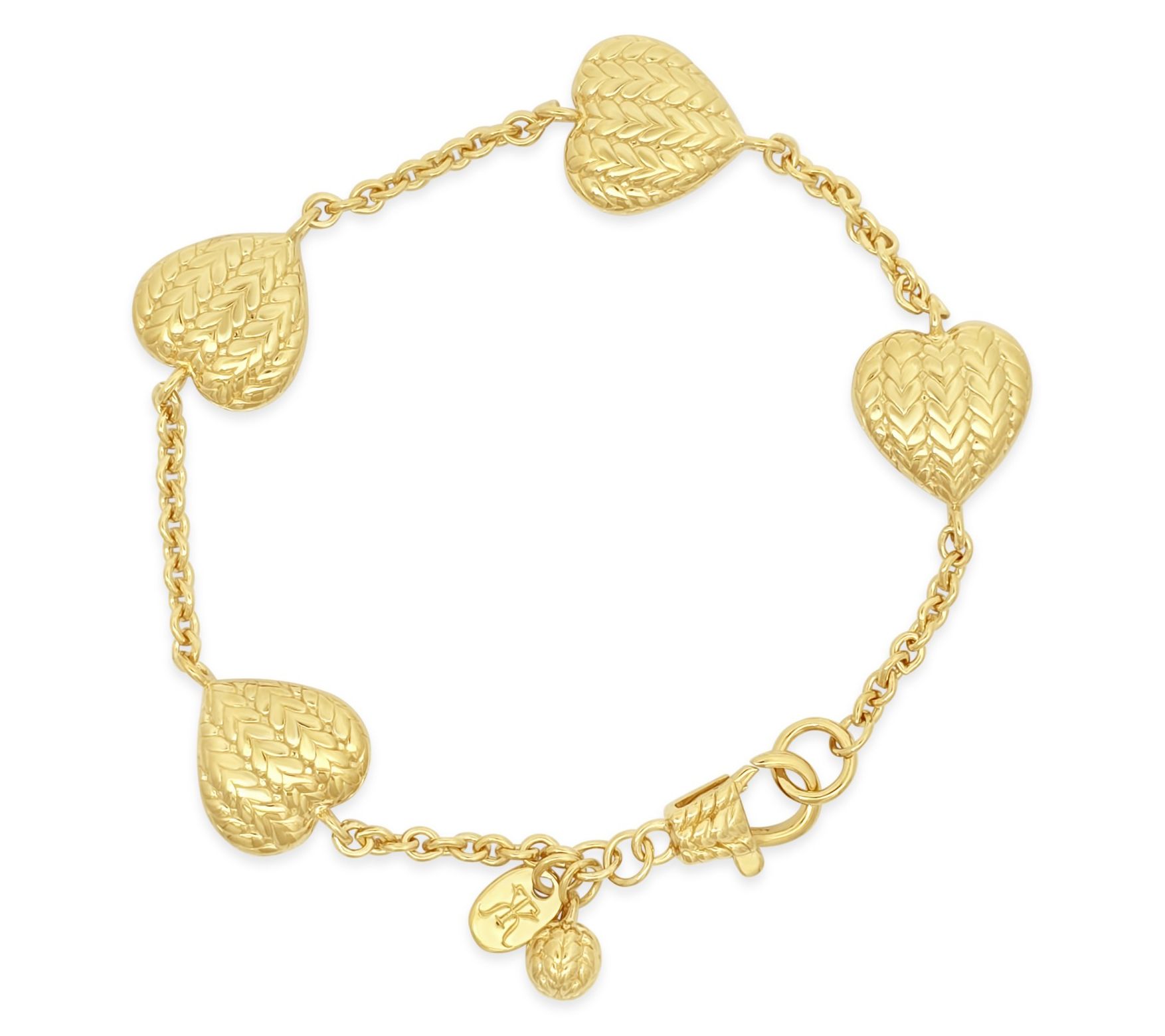 Tiffany Kay Studio 14K Clad Herringbone Heart Station Bracelet