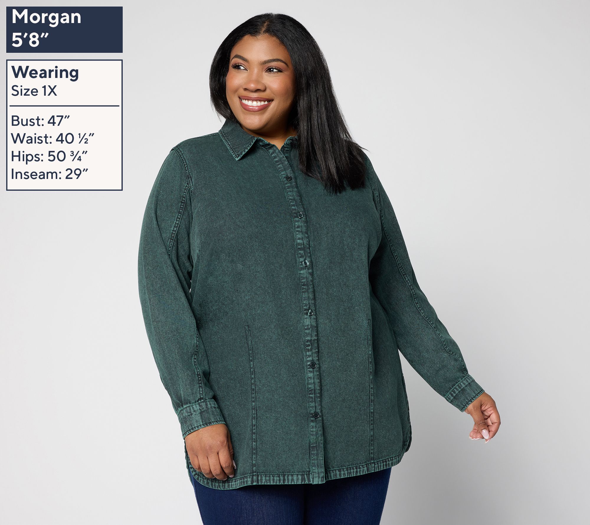 Joan Rivers Regular Vintage Wash Classic Cotton Denim Shirt