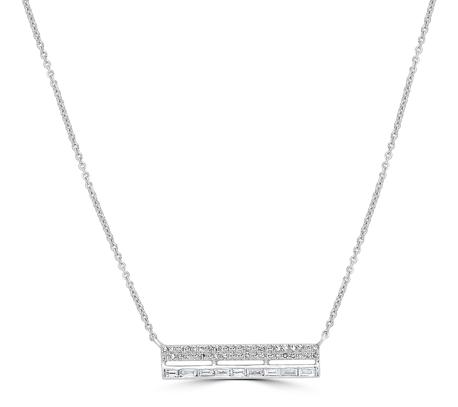 Affinity Diamonds 0.20 cttw Bar Necklace, 14KWhite Gold