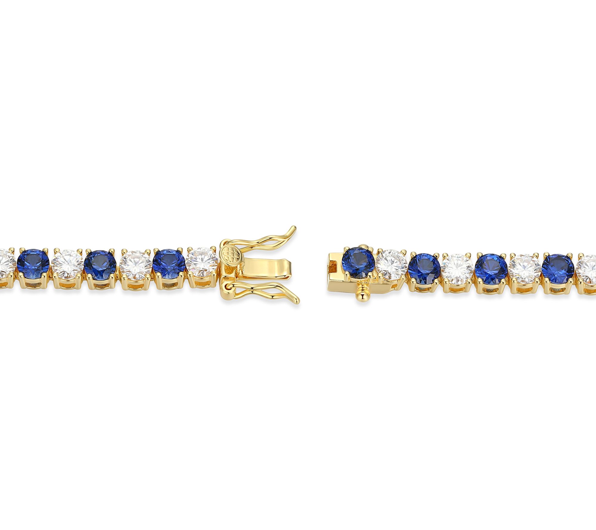 Moissanite & Created Sapphire Tennis Bracelet,18k Gold Plated