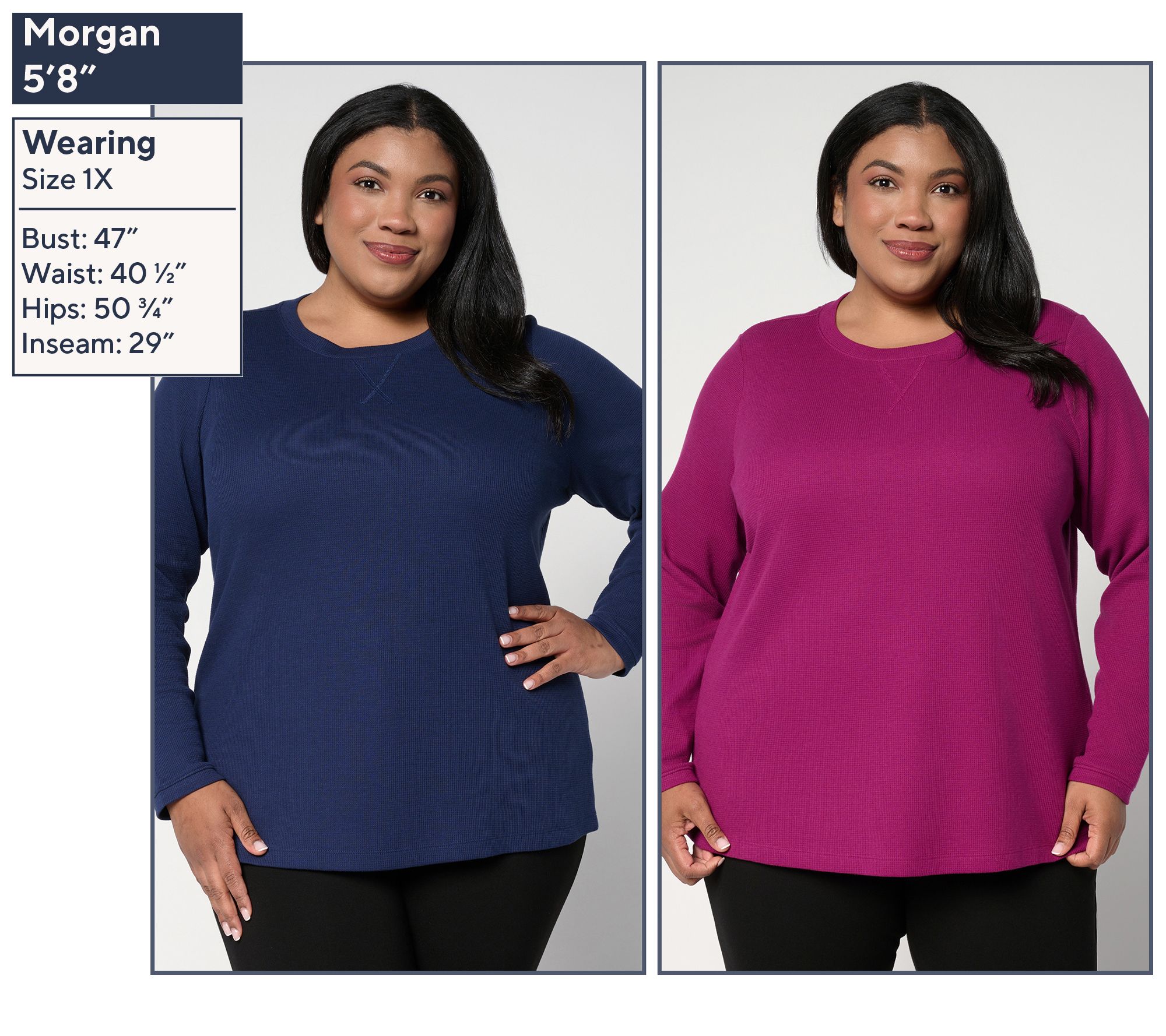 Denim & Co. Essentials Waffle Knit 2-Pack Crew Neck Tops