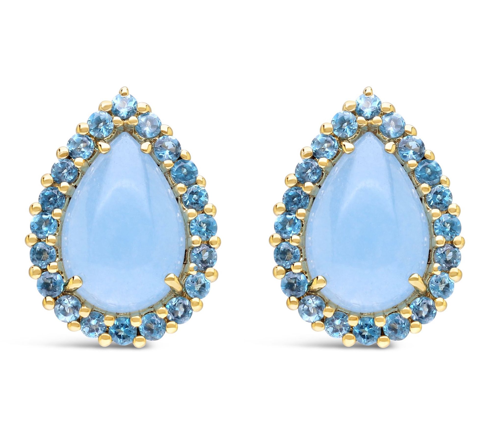 Ariva Sterling Blue Jadeite & Blue Topaz Delphine Earrings