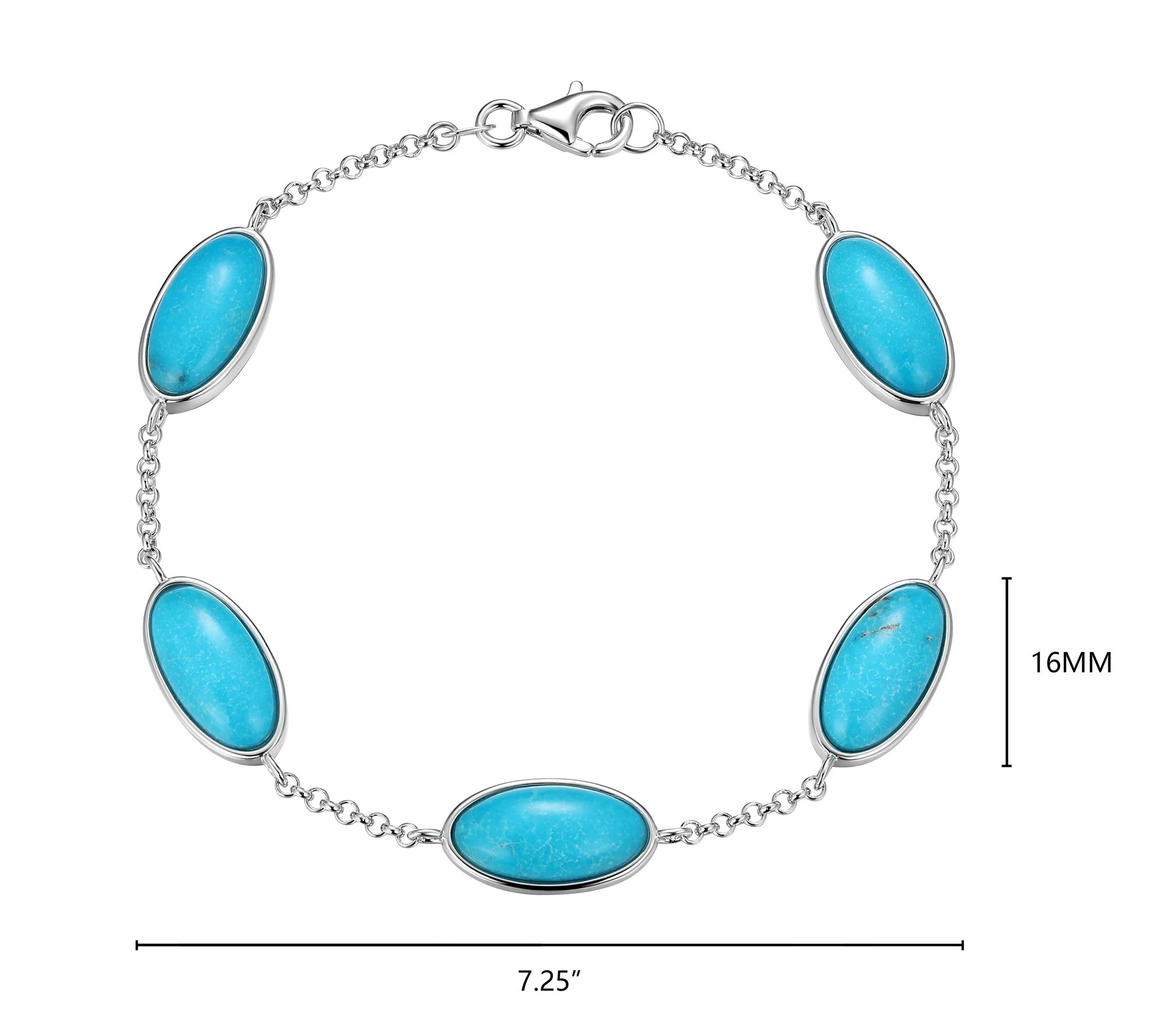 Affinity Gems Turquoise Station Bracelet, Sterling Silver