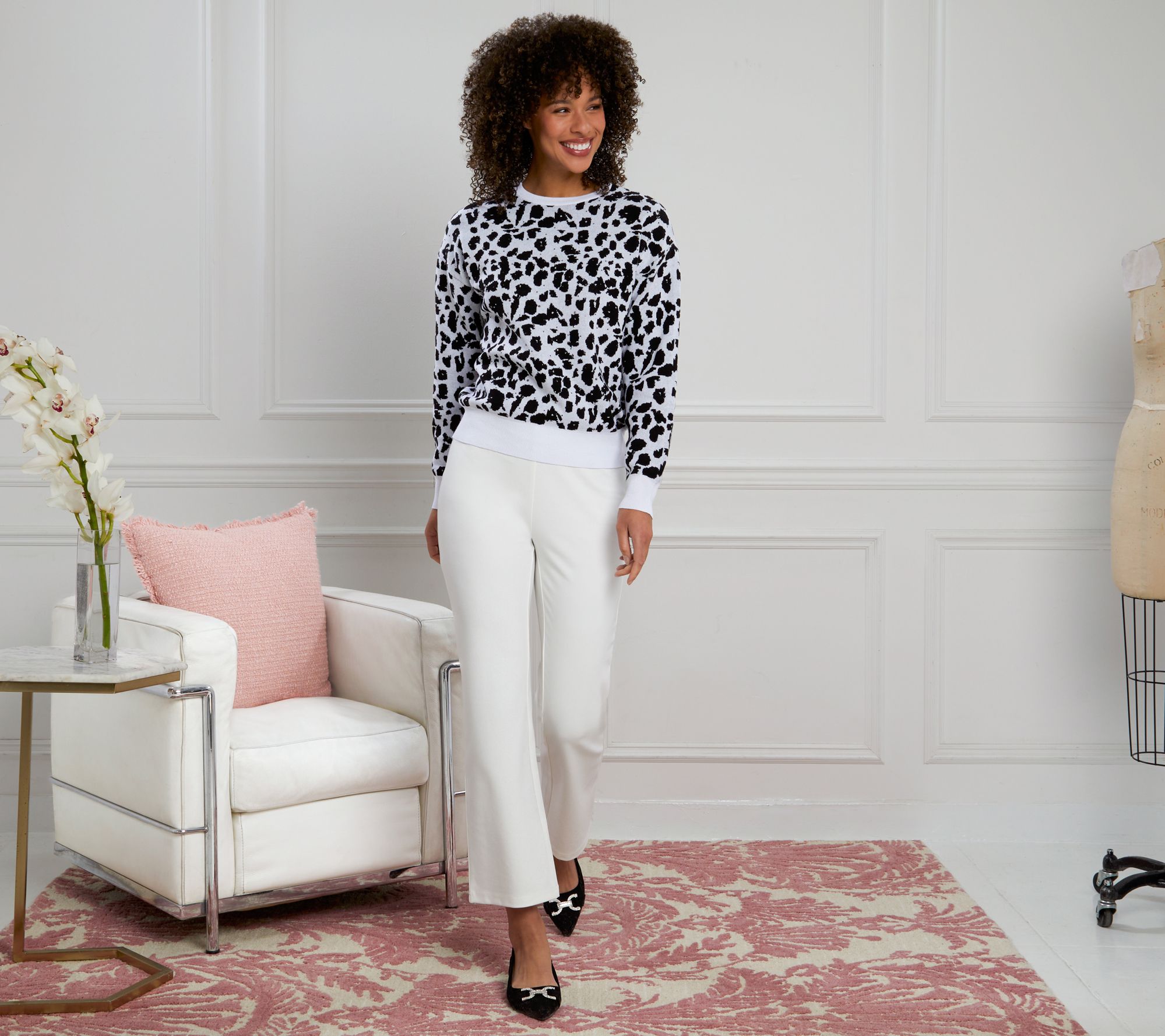 nicole by Nicole Miller Embellished Jacquard Sweater