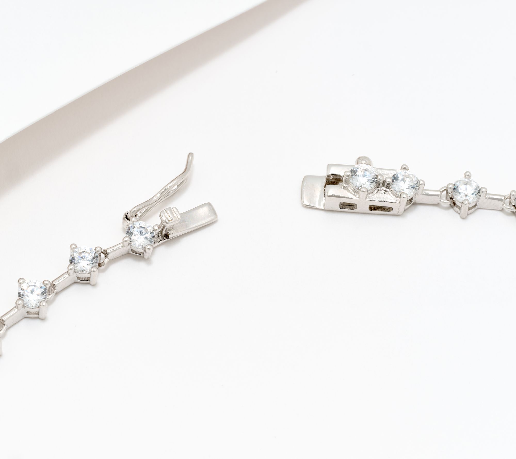 Diamonique Mixed Cut Tennis Necklace, Sterling Silver