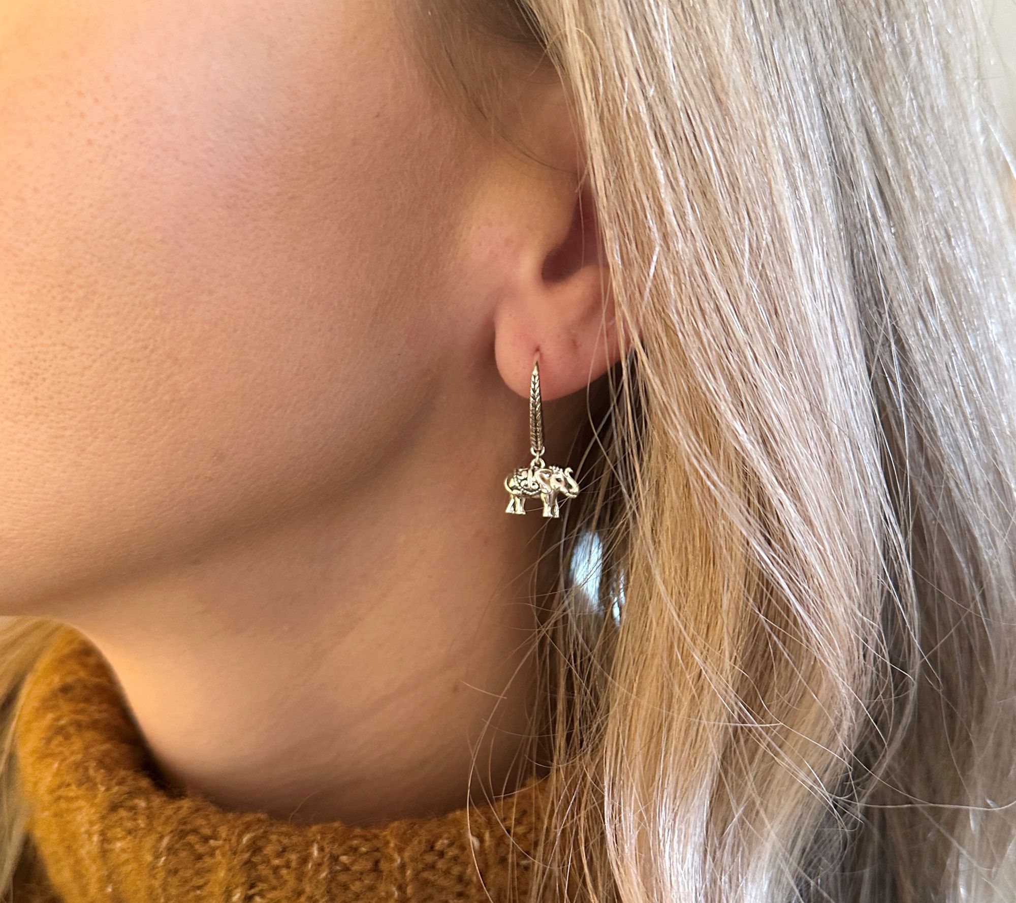 JAI Sterling Silver Symbols of Love Leverback Earrings