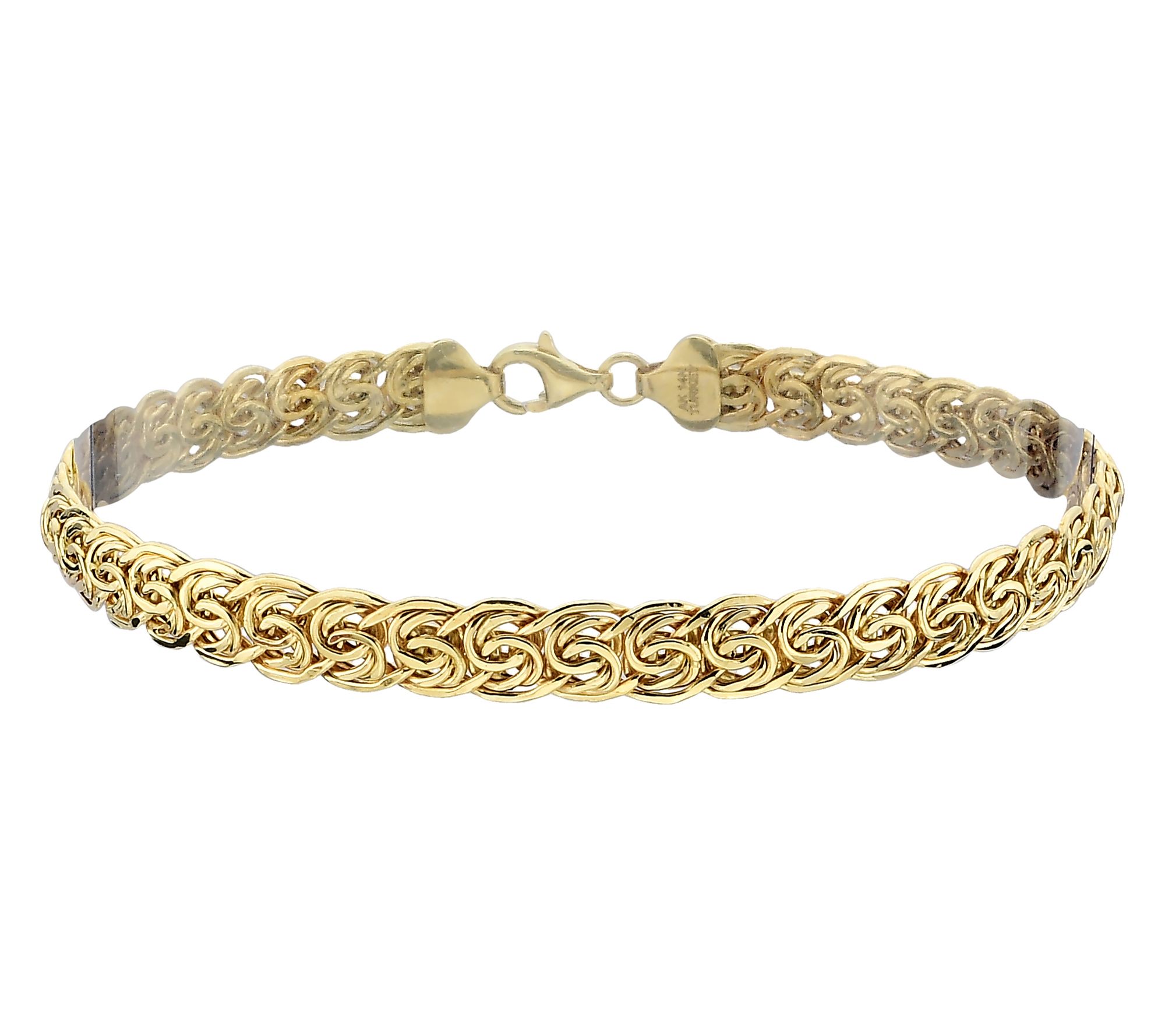 Adorna 14K Gold Flat Byzantine Design Link Bracelet