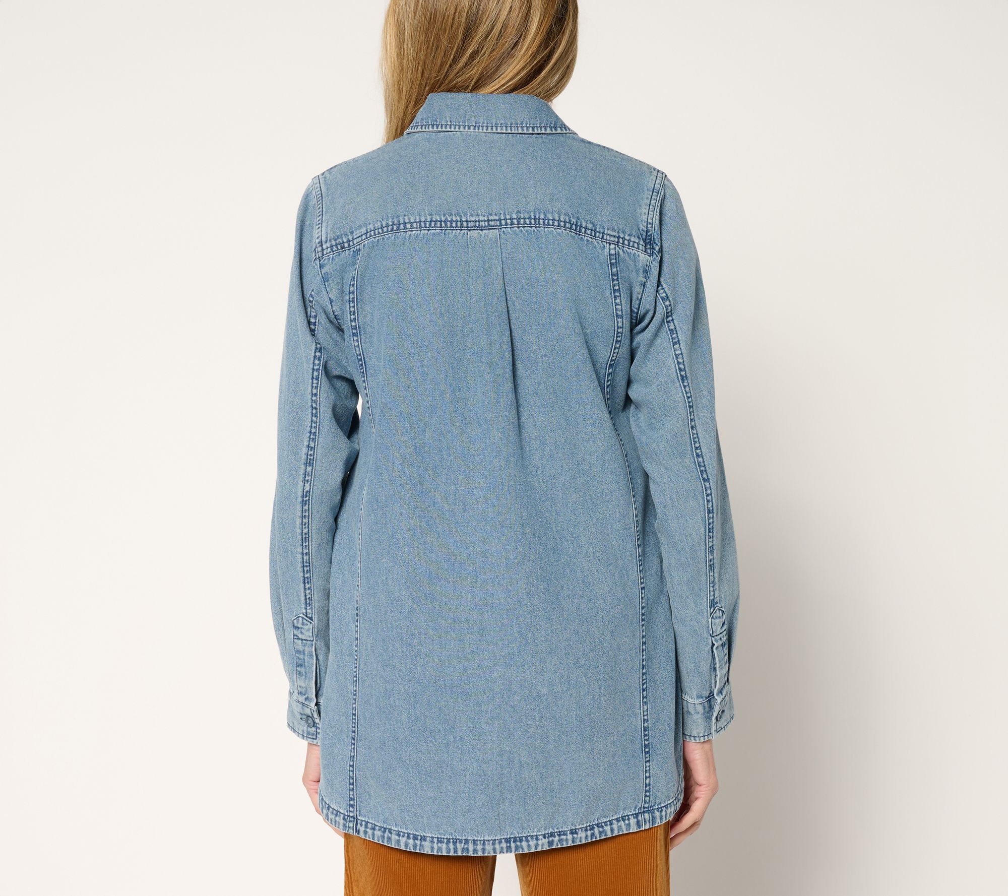Joan Rivers Regular Vintage Wash Classic Cotton Denim Shirt
