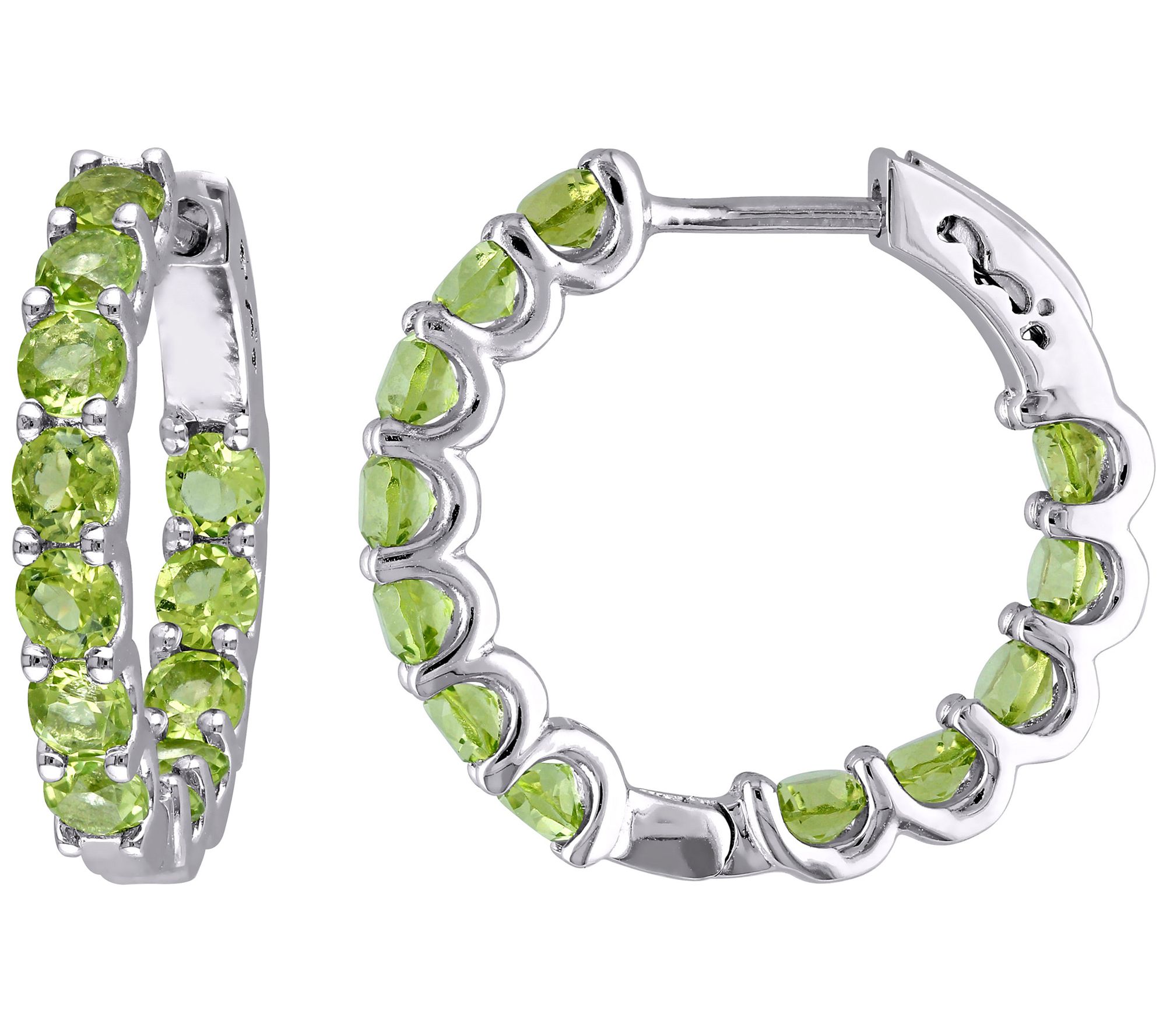 Sterling Silver 3.80 cttw Peridot Hoop Earrings